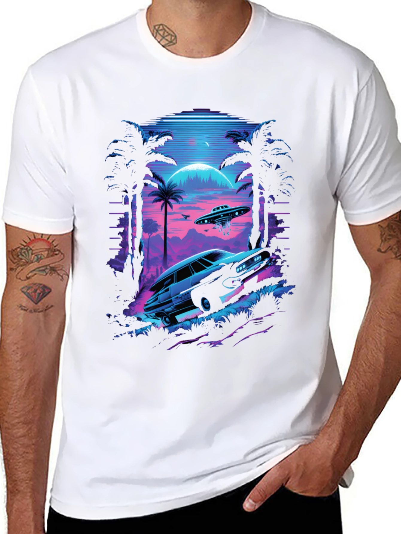 Retro Alien Car T-Shirt
