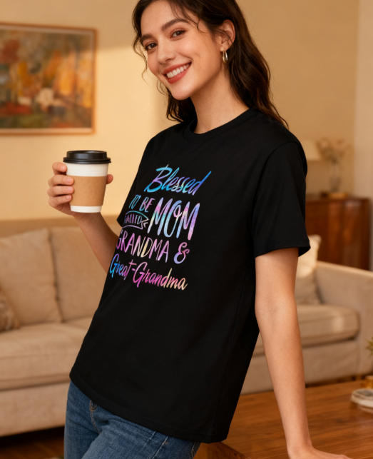 Blessed Multigenerational Mom Grandma Great-Grandma 100% Cotton T-Shirt - Unisex Versatile Family Pride TeeT584490