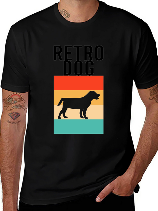 Retro Dog Graphic Tee - Vintage Style Black T-Shirt