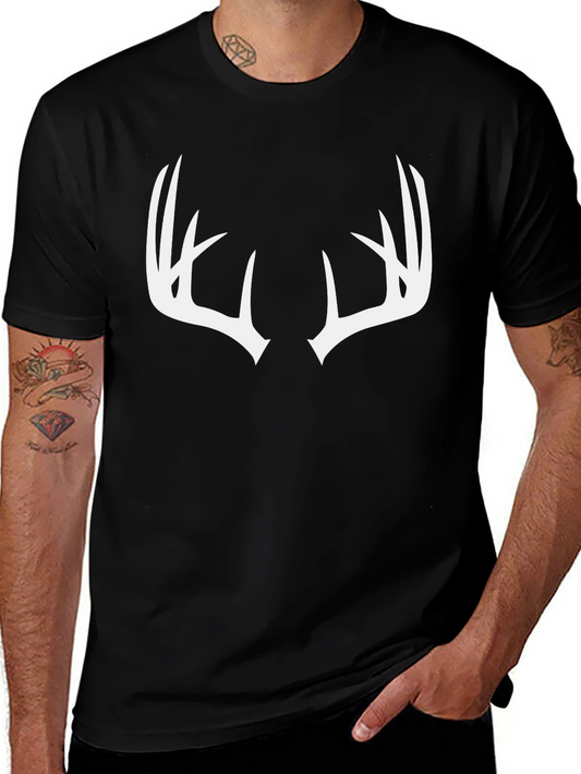 Antler Graphic Tee - Black Cotton T-Shirt for Men