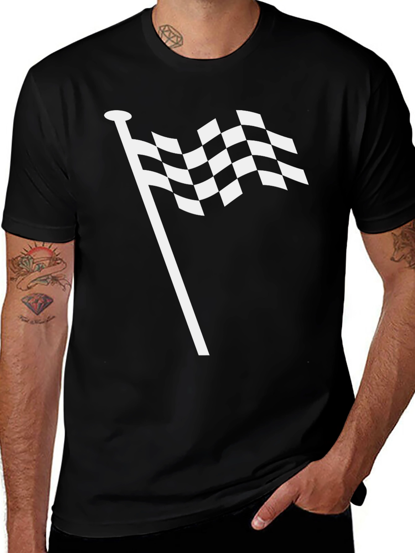 Racing Flag Graphic Tee - Black