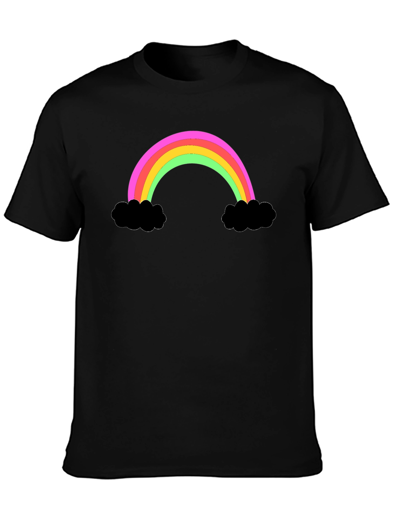 Rainbow Cloud Graphic Tee - Black Cotton T-Shirt