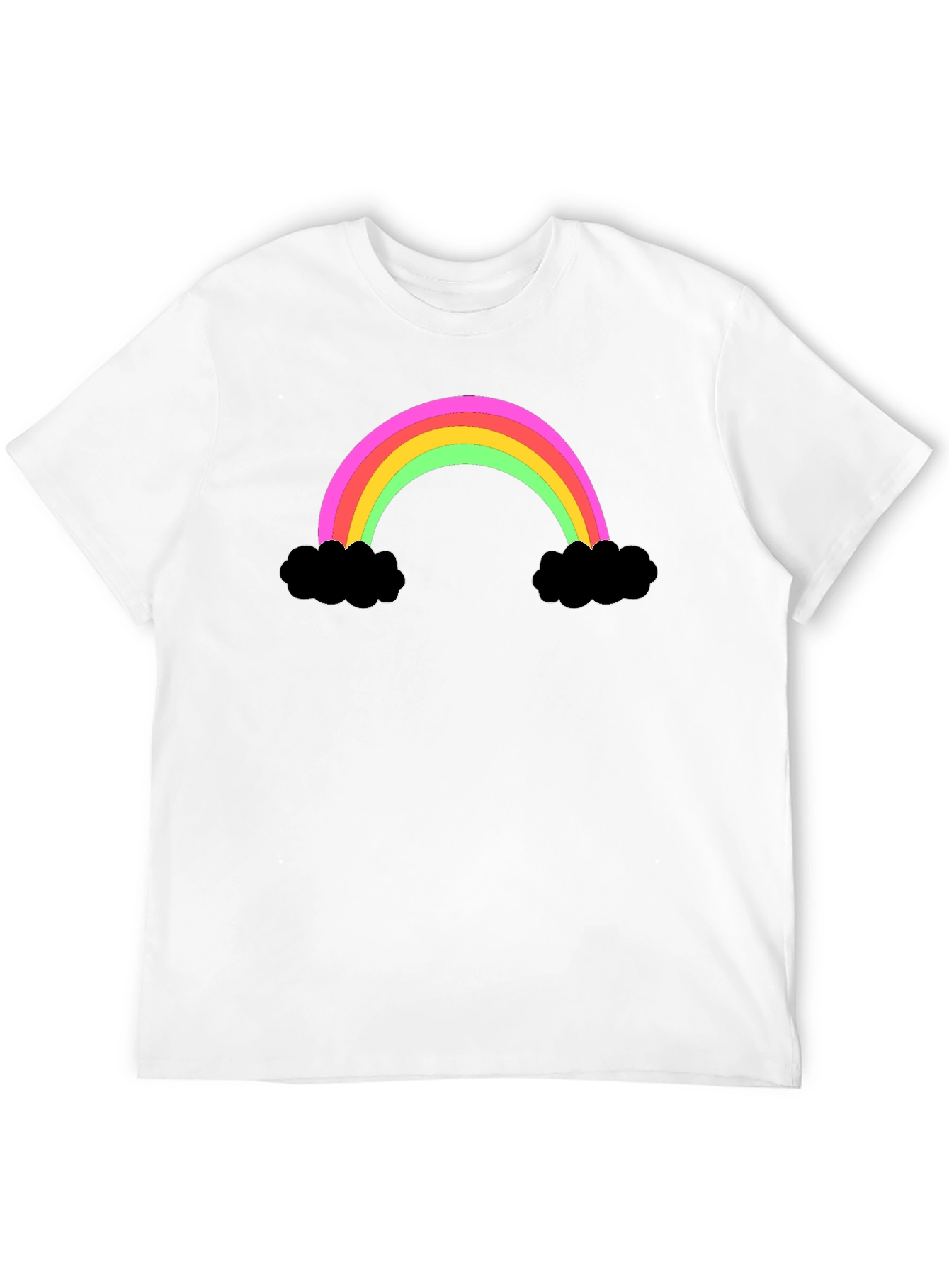 Rainbow Cloud Graphic Tee - Black Cotton T-Shirt