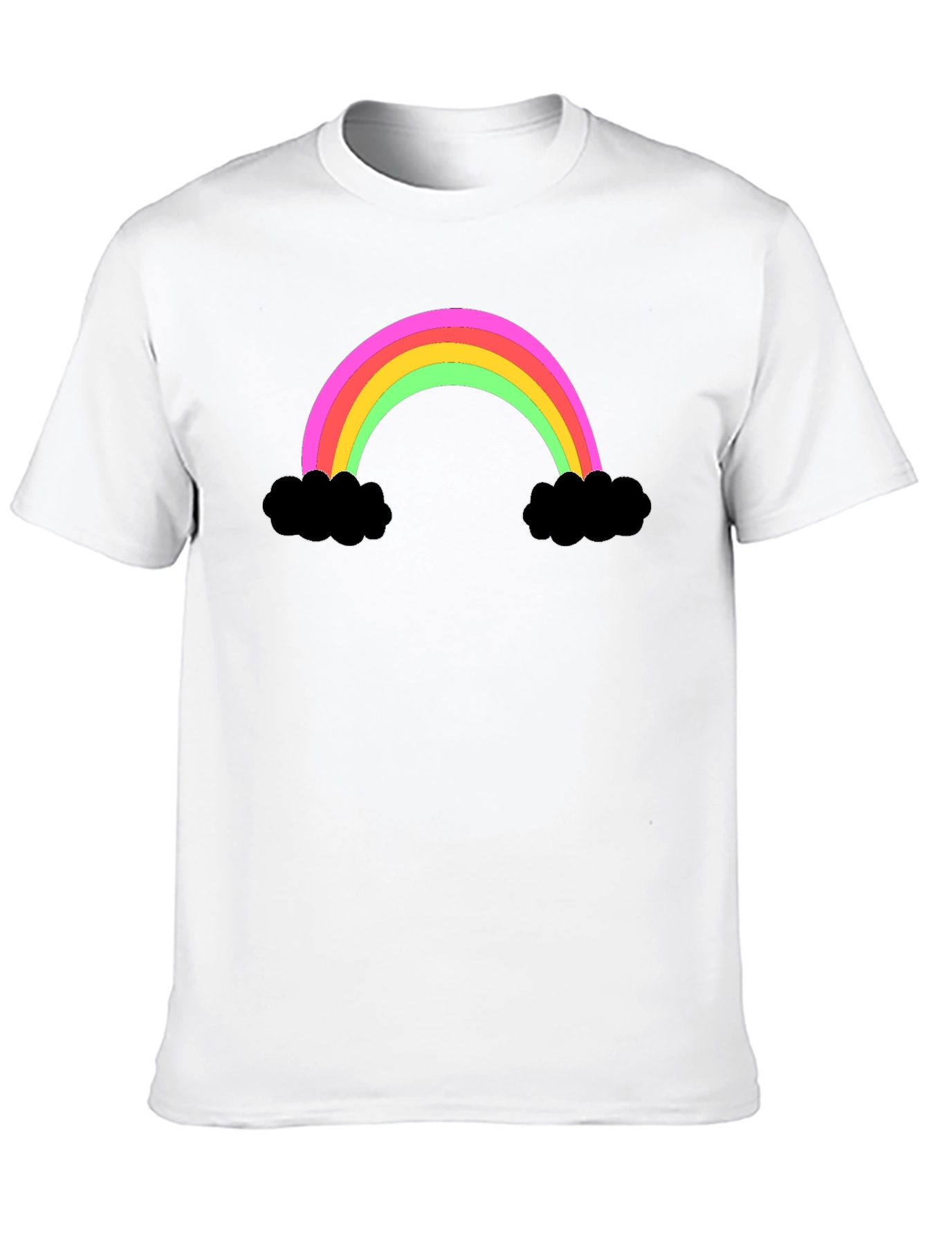 Rainbow Cloud Graphic Tee - Black Cotton T-Shirt