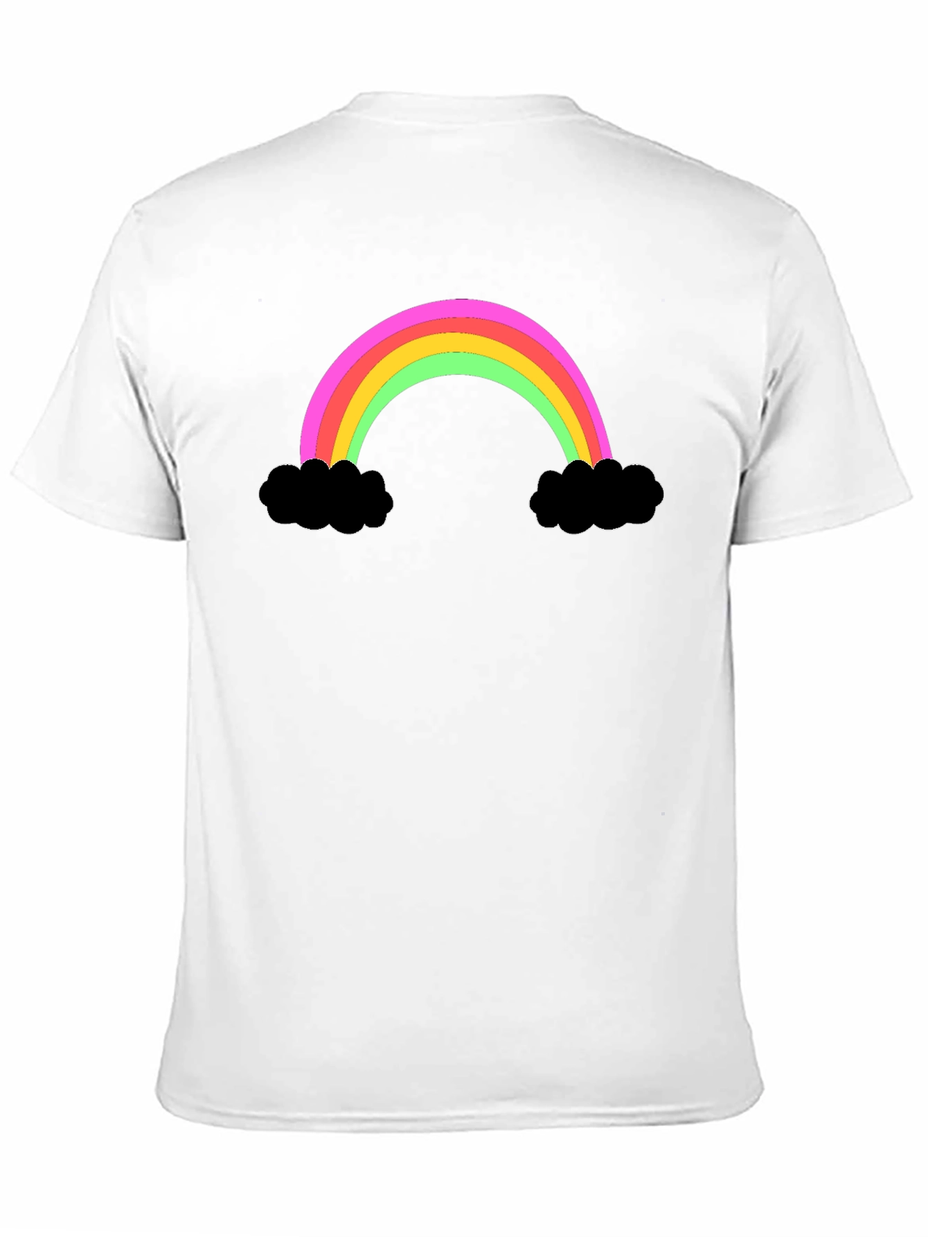 Rainbow Cloud Graphic Tee - Black Cotton T-Shirt