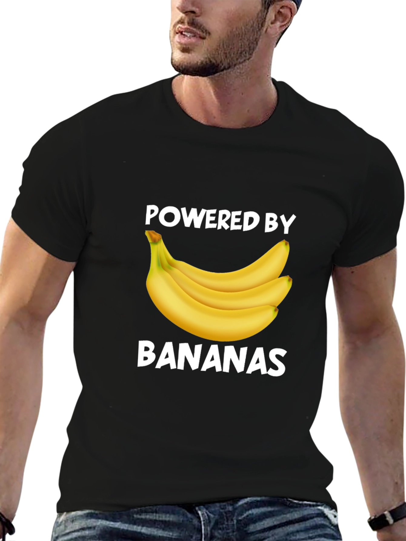 Powered by Bananas Graphic Tee - Fun Novelty T-Shirt