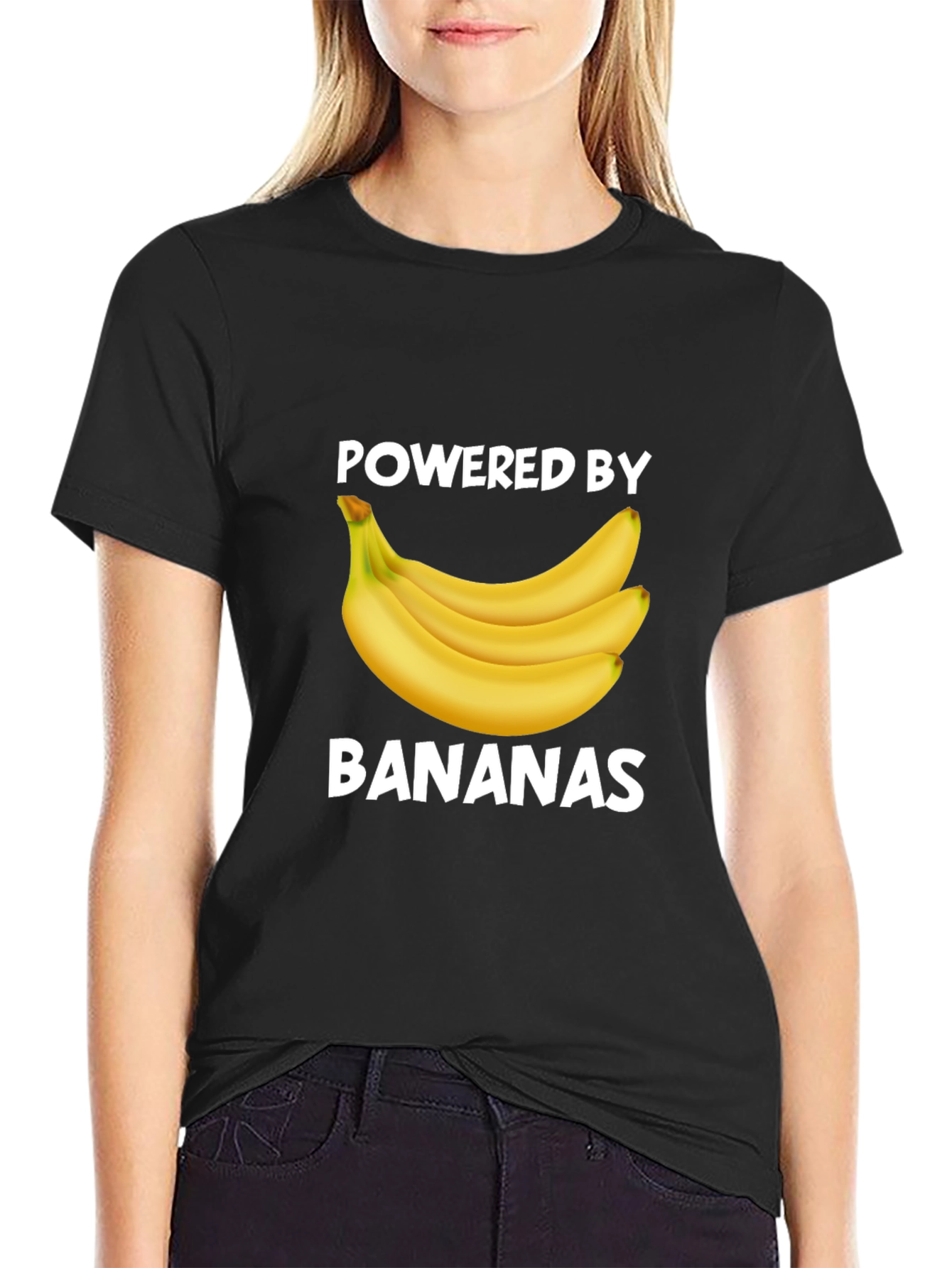 Powered by Bananas Graphic Tee - Fun Novelty T-Shirt
