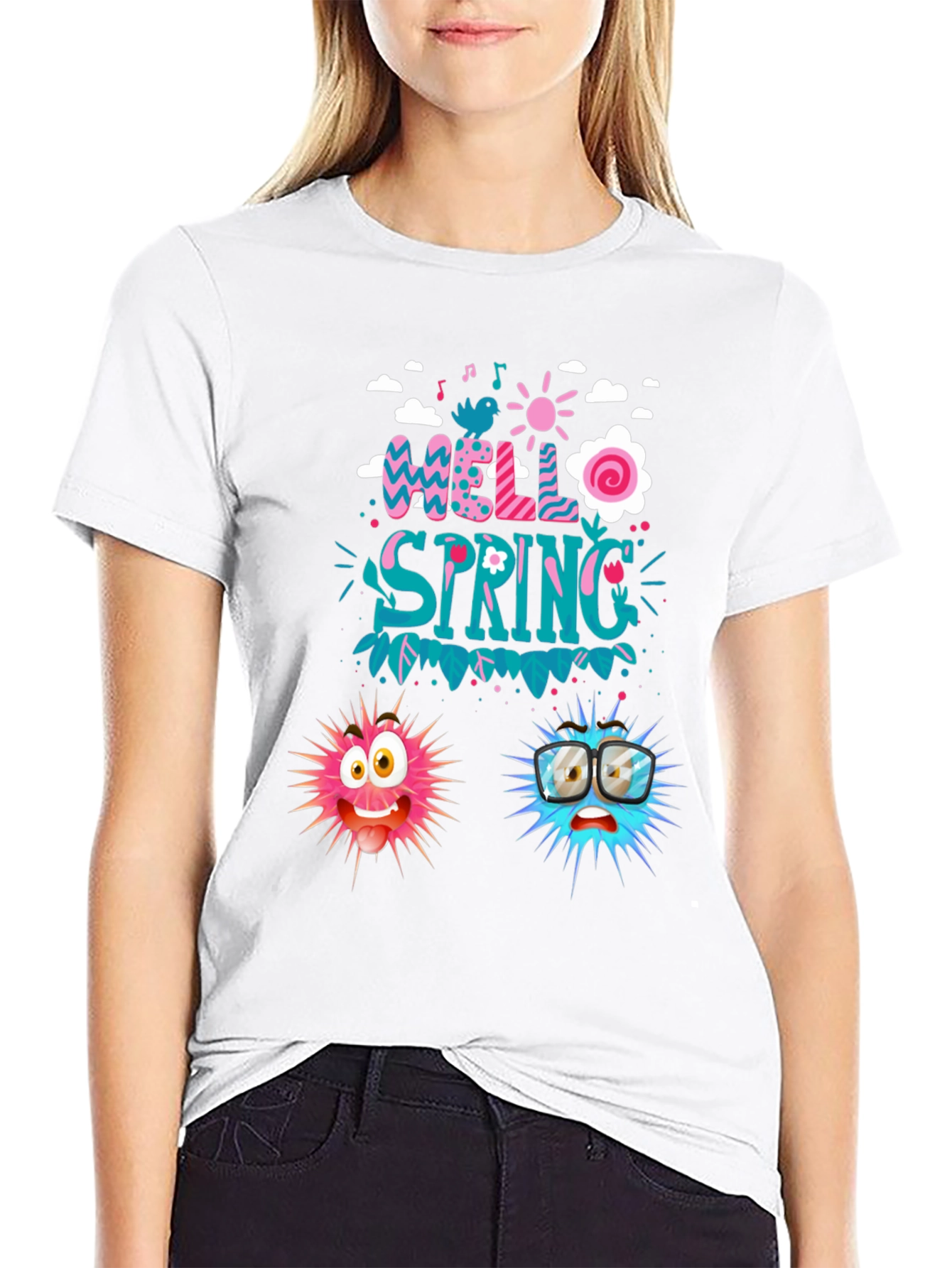 Hello Spring Graphic Tee - Fun Casual Wear