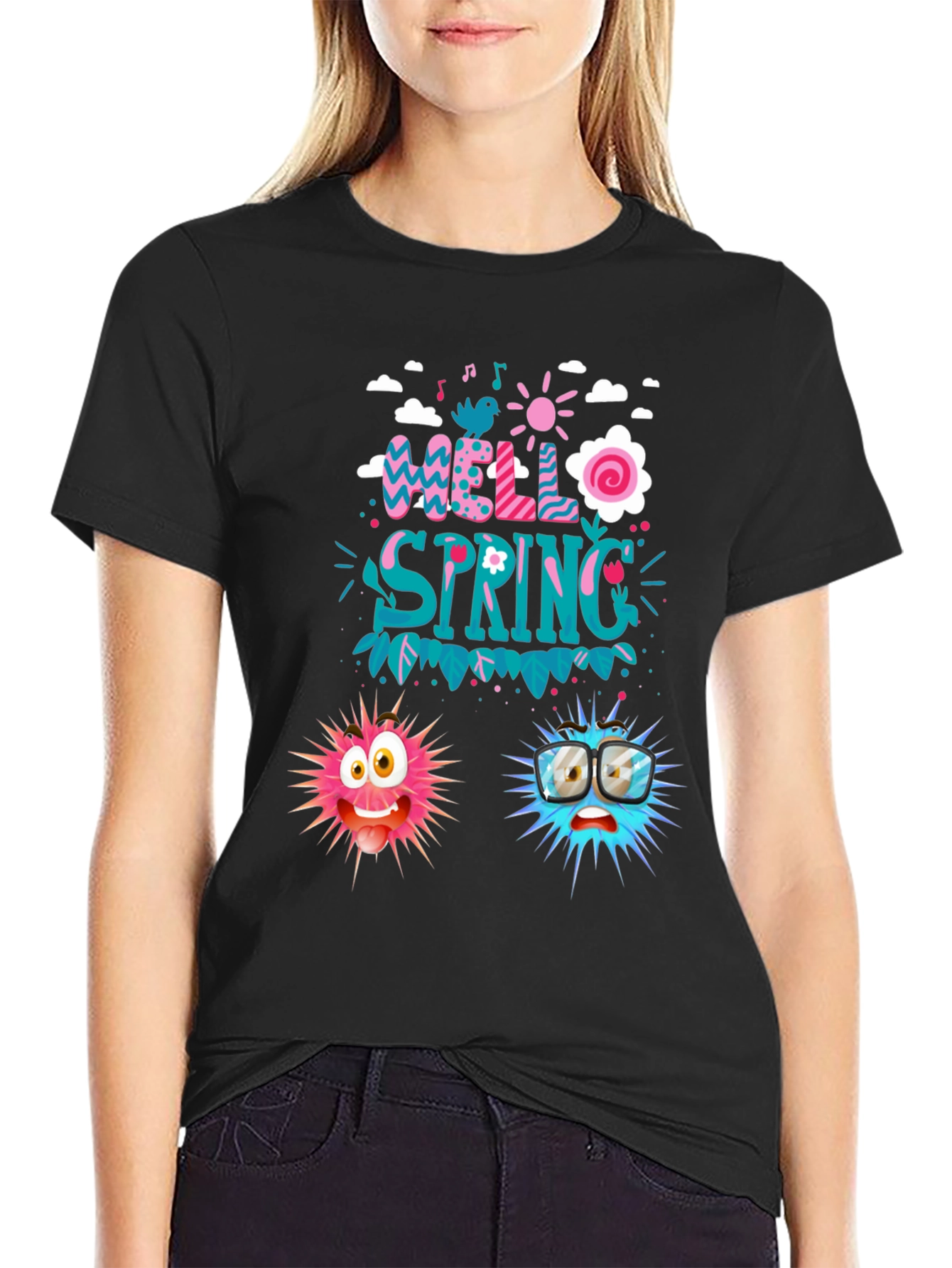 Hello Spring Graphic Tee - Fun Casual Wear