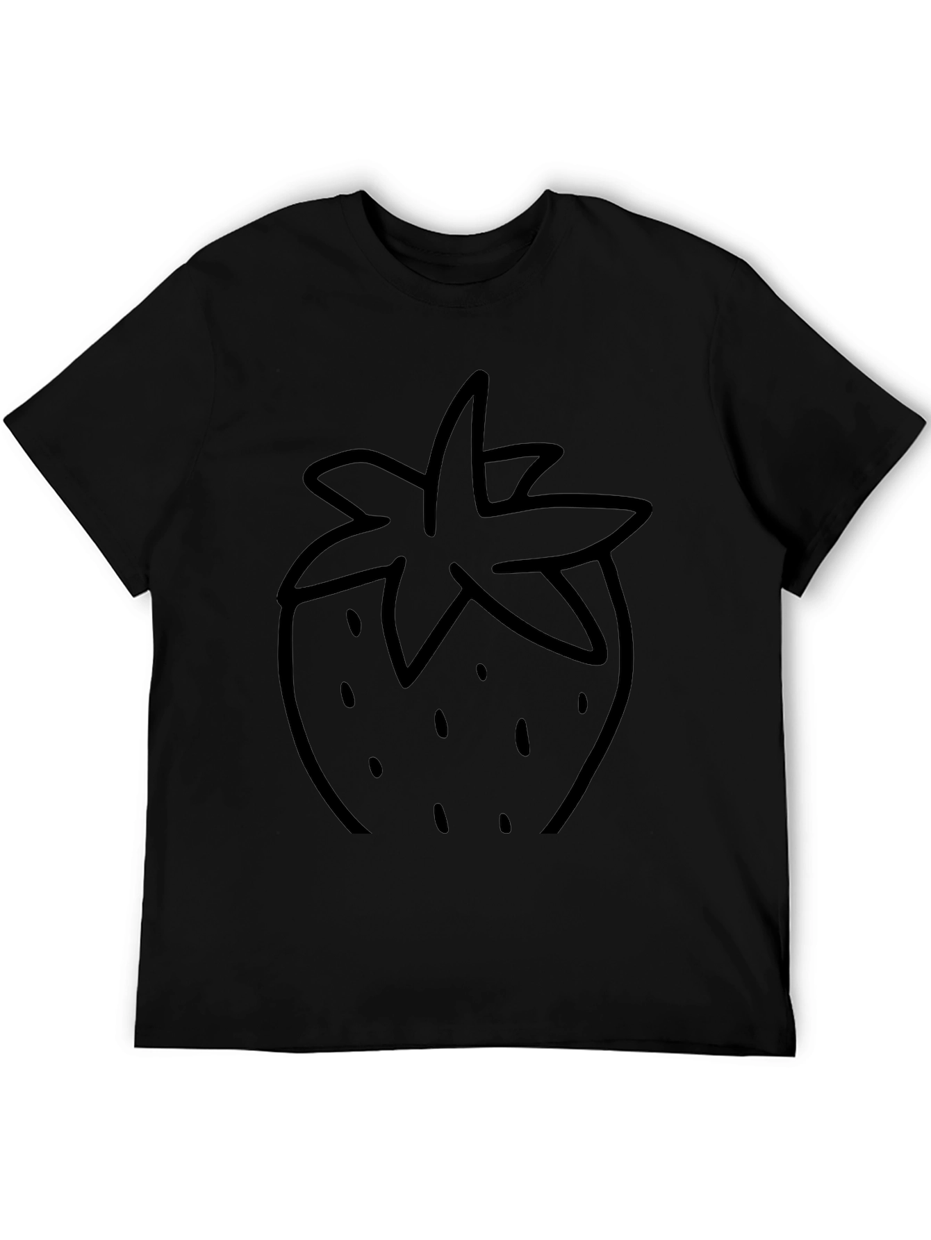 Black T-Shirt with Strawberry Design