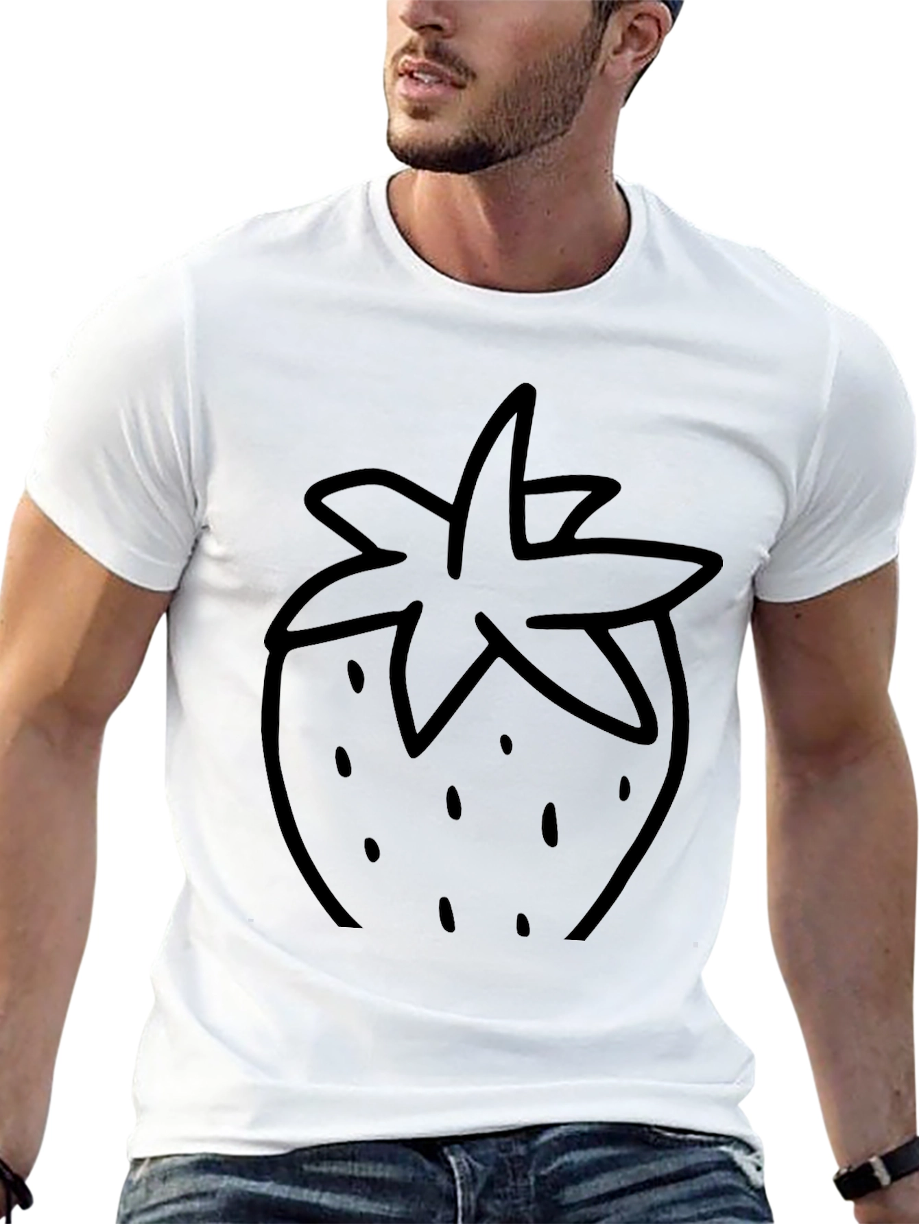 Black T-Shirt with Strawberry Design