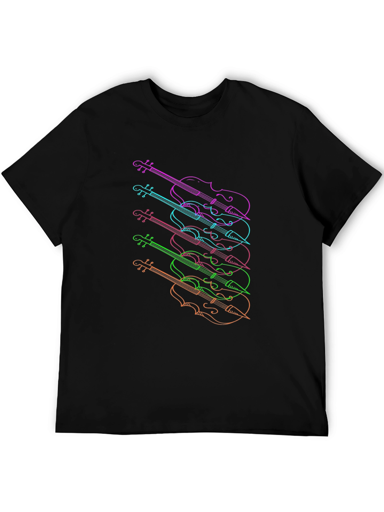Violin Stack Graphic Tee - Musicians Black T-Shirt