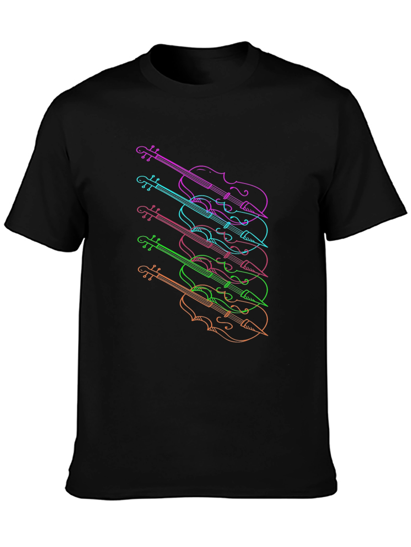 Violin Stack Graphic Tee - Musicians Black T-Shirt