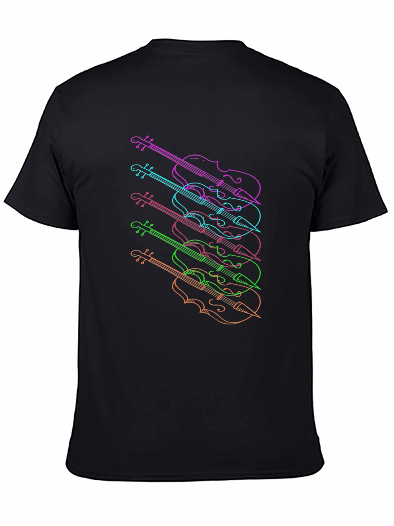 Violin Stack Graphic Tee - Musicians Black T-Shirt