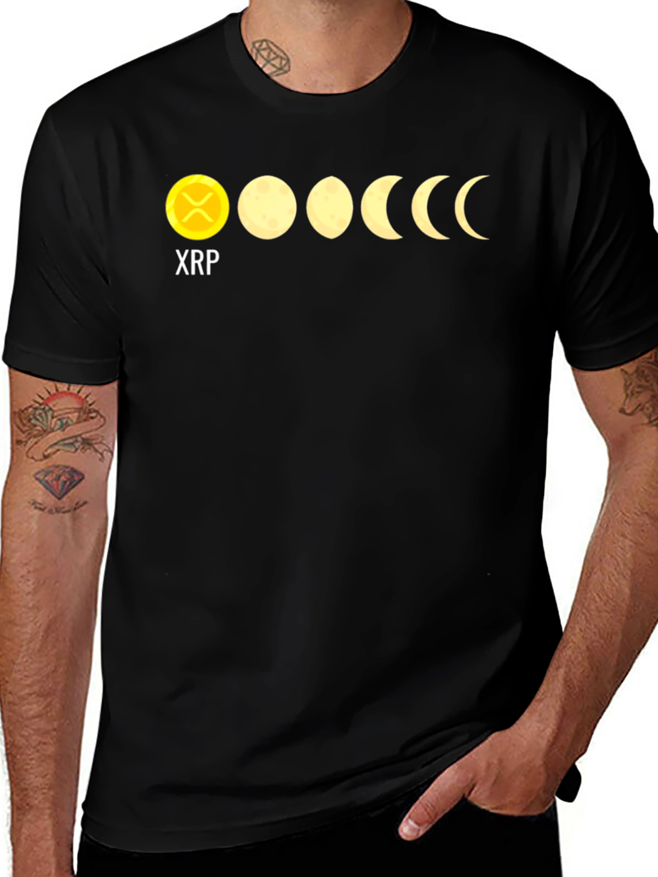 XRP Moon Phases Black Graphic T-Shirt