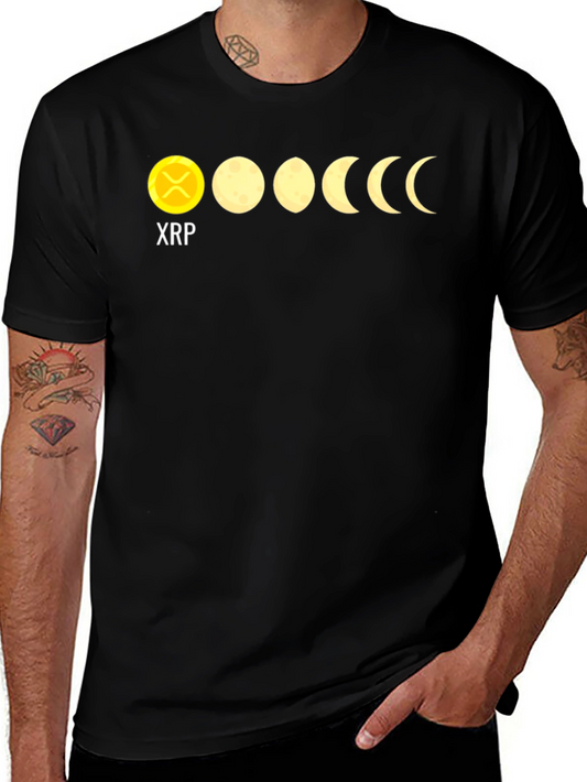 XRP Moon Phases Black Graphic T-Shirt