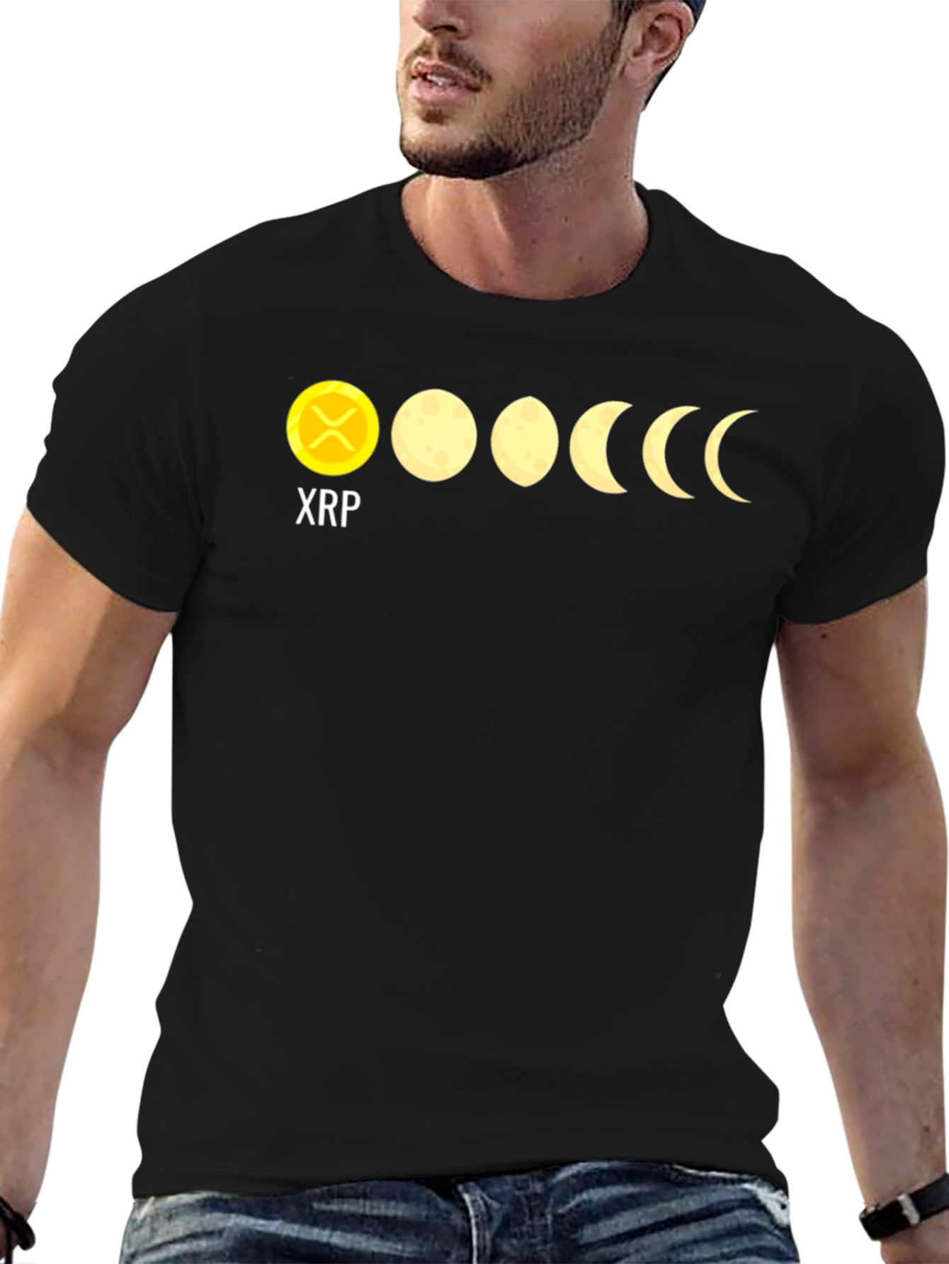 XRP Moon Phases Black Graphic T-Shirt