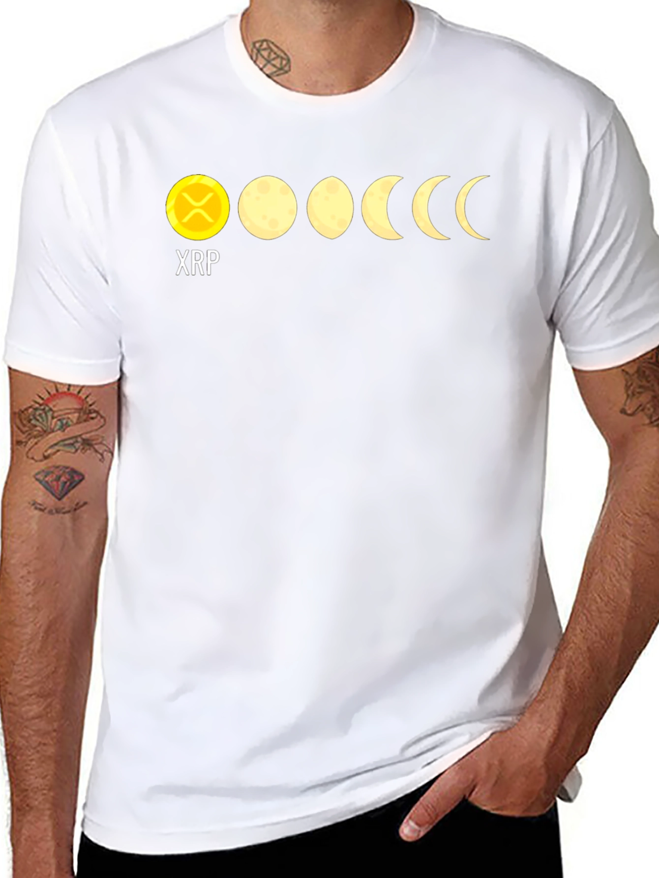 XRP Moon Phases Black Graphic T-Shirt