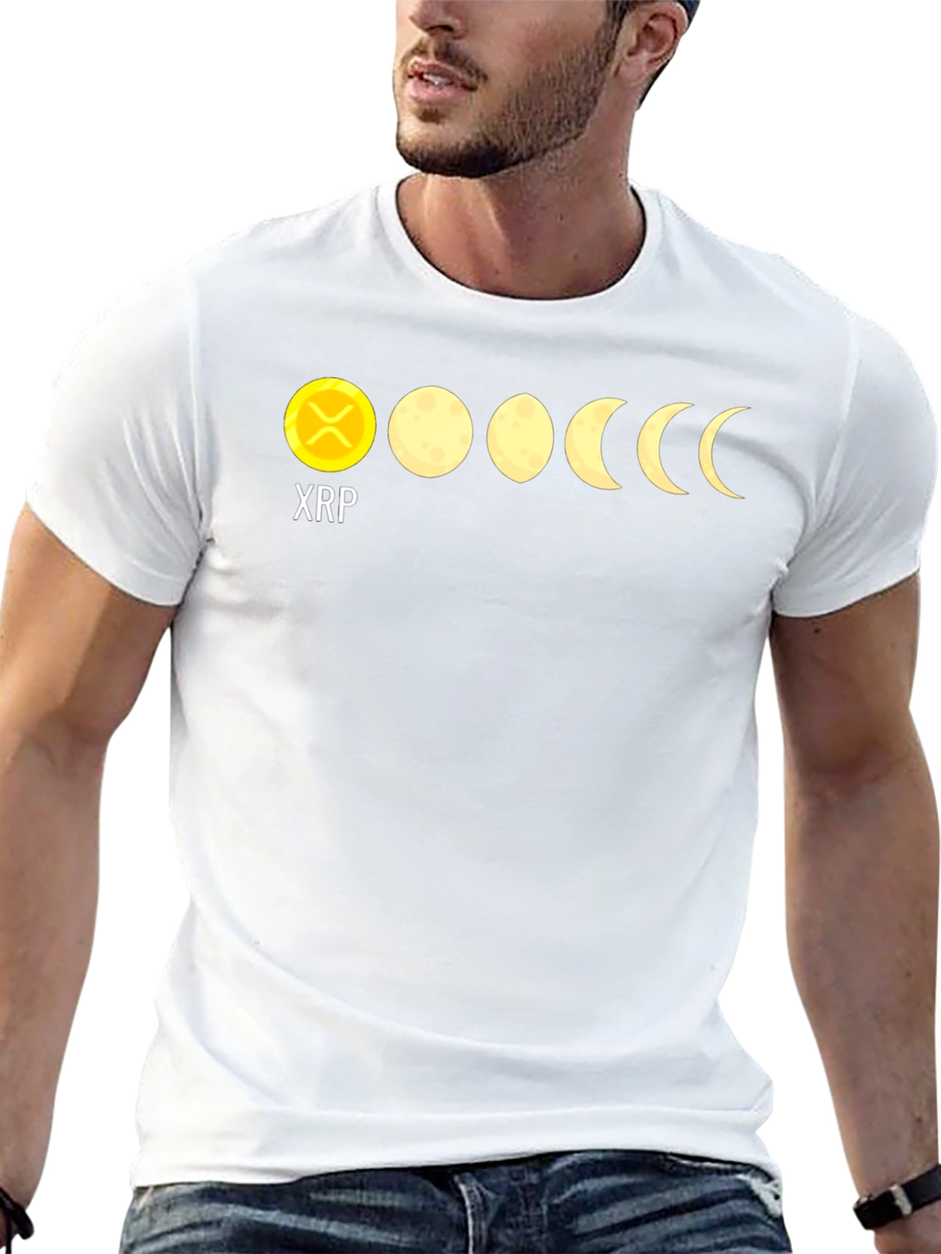 XRP Moon Phases Black Graphic T-Shirt