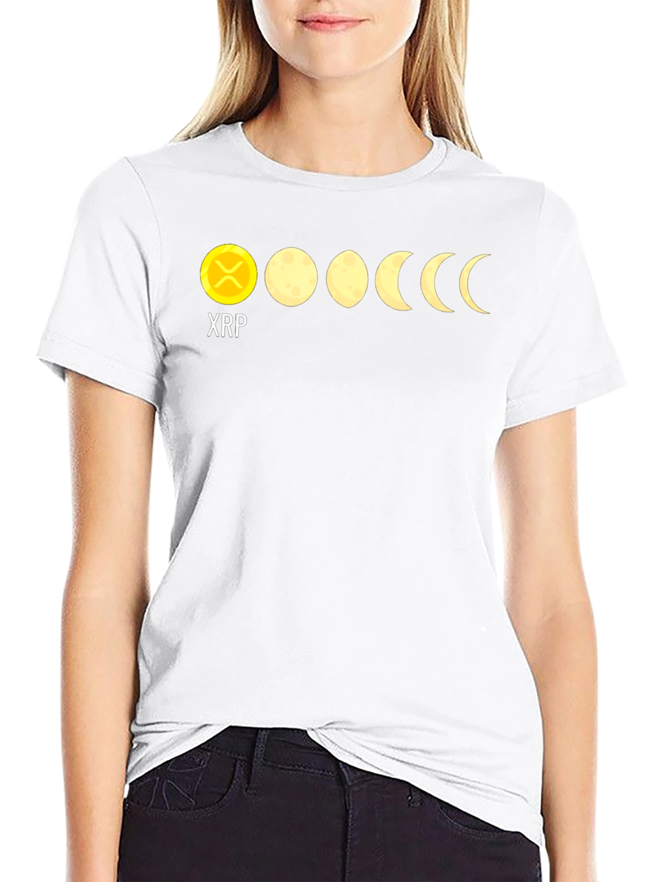 XRP Moon Phases Black Graphic T-Shirt