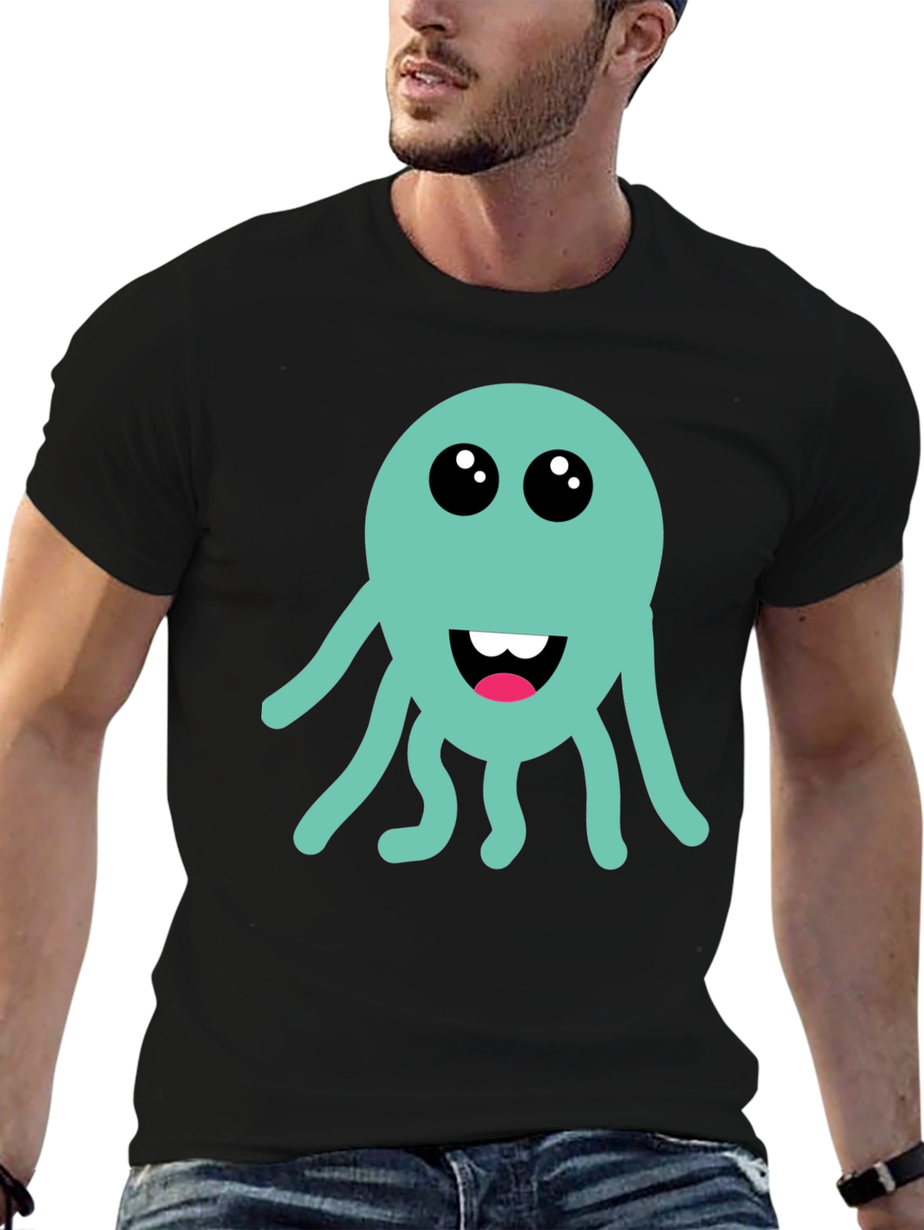Cute Octopus Graphic T-Shirt - Black Cotton Tee