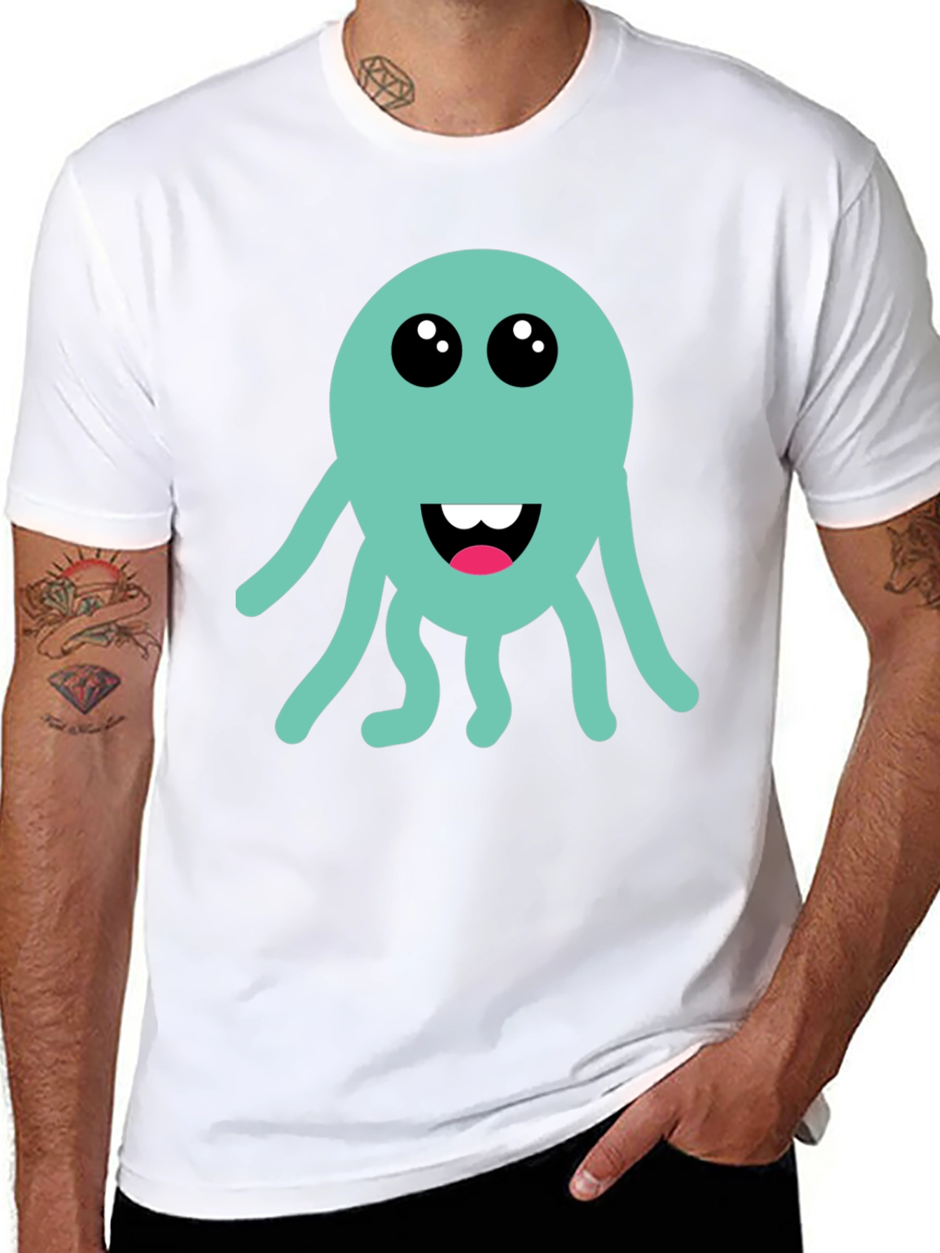 Cute Octopus Graphic T-Shirt - Black Cotton Tee