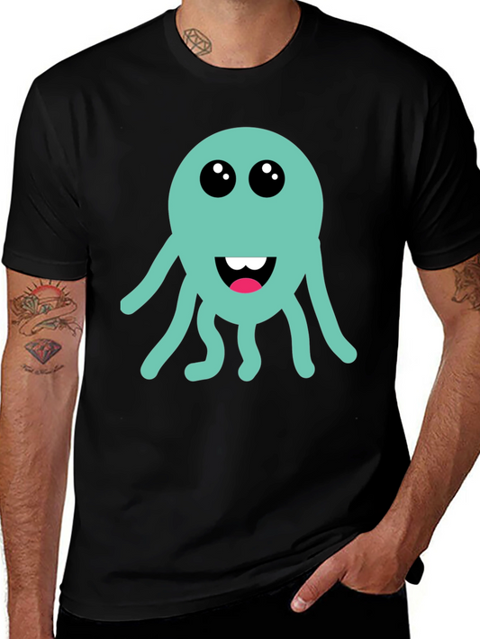 Cute Octopus Graphic T-Shirt - Black Cotton Tee
