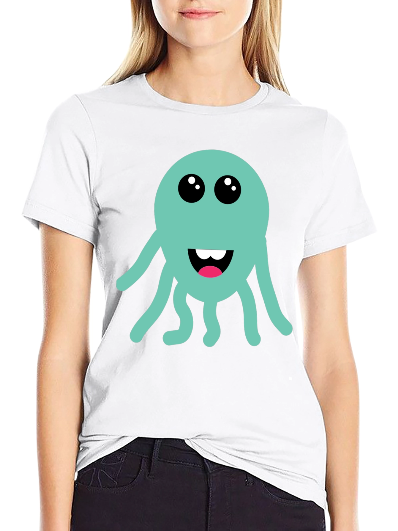 Cute Octopus Graphic T-Shirt - Black Cotton Tee