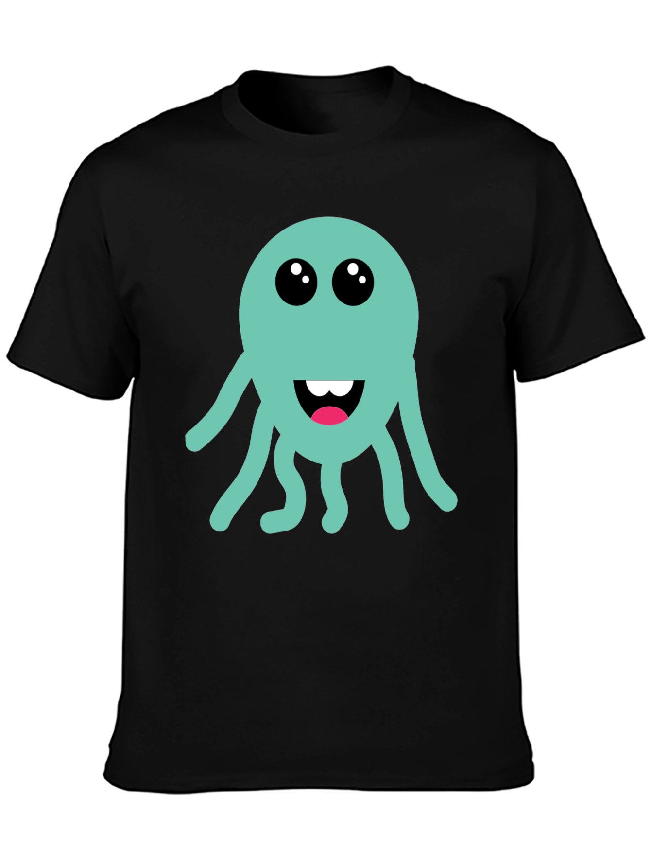 Cute Octopus Graphic T-Shirt - Black Cotton Tee