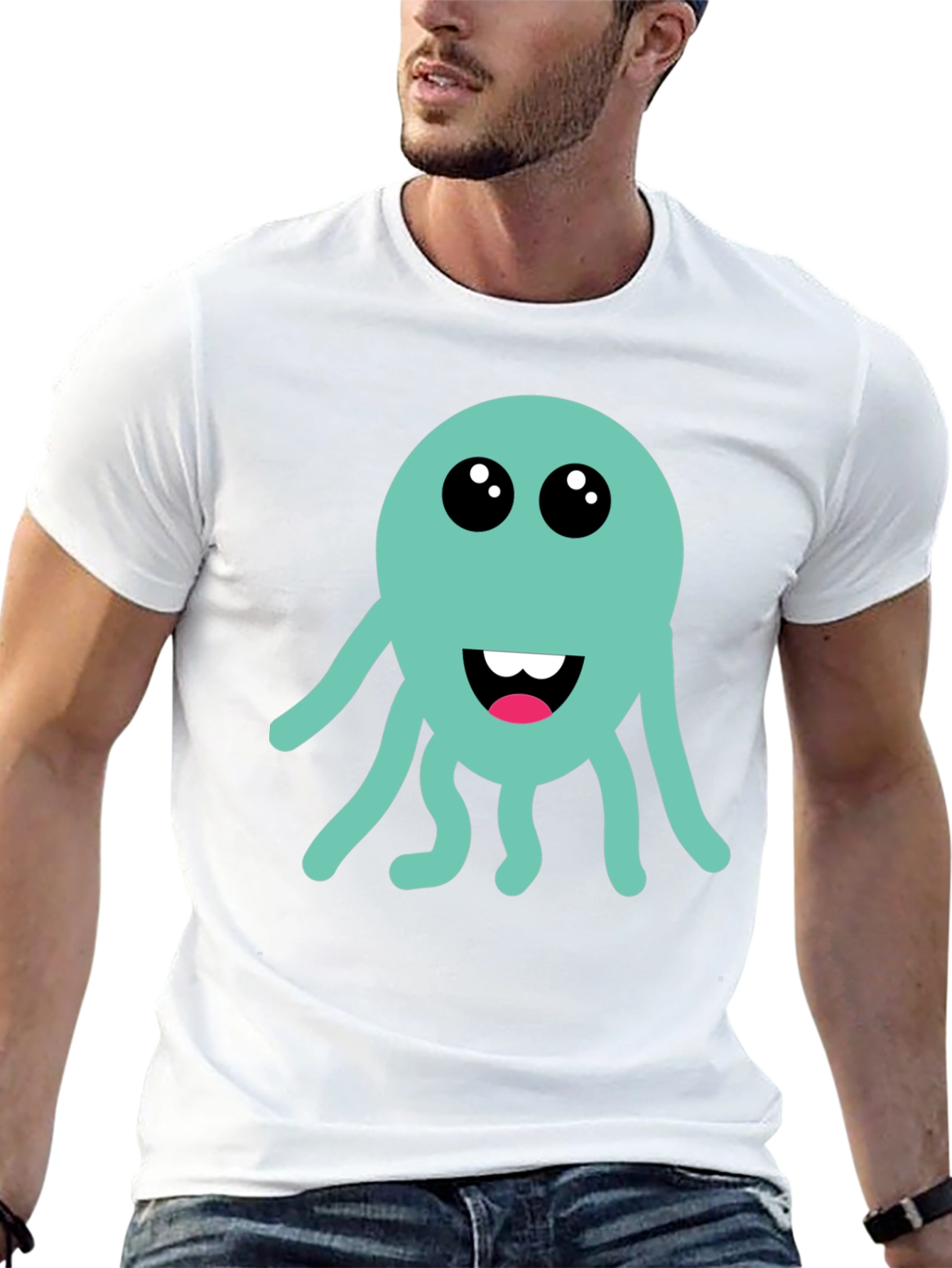 Cute Octopus Graphic T-Shirt - Black Cotton Tee