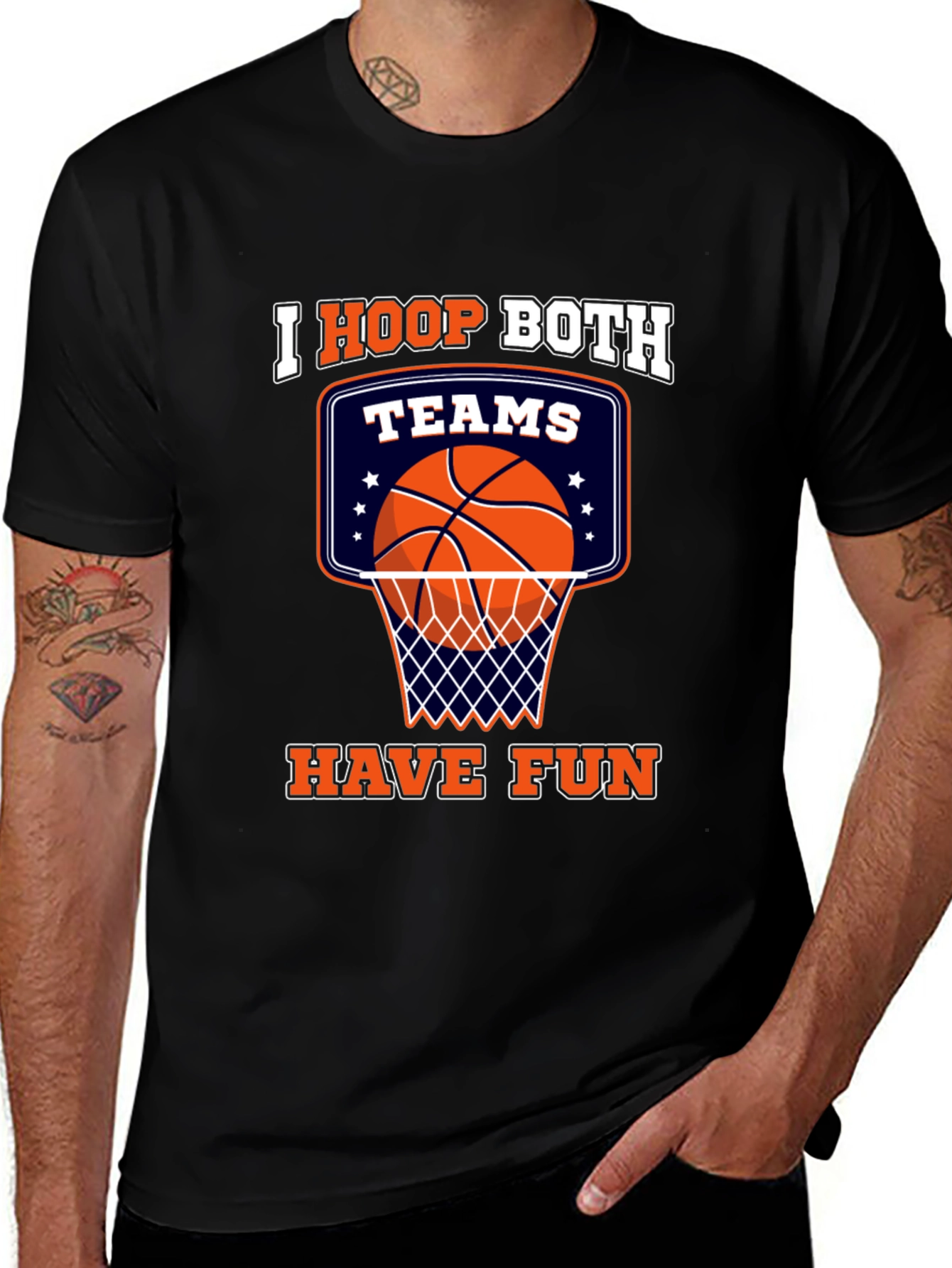 I Hoop Both Teams T-Shirt Basketball Fan Tee