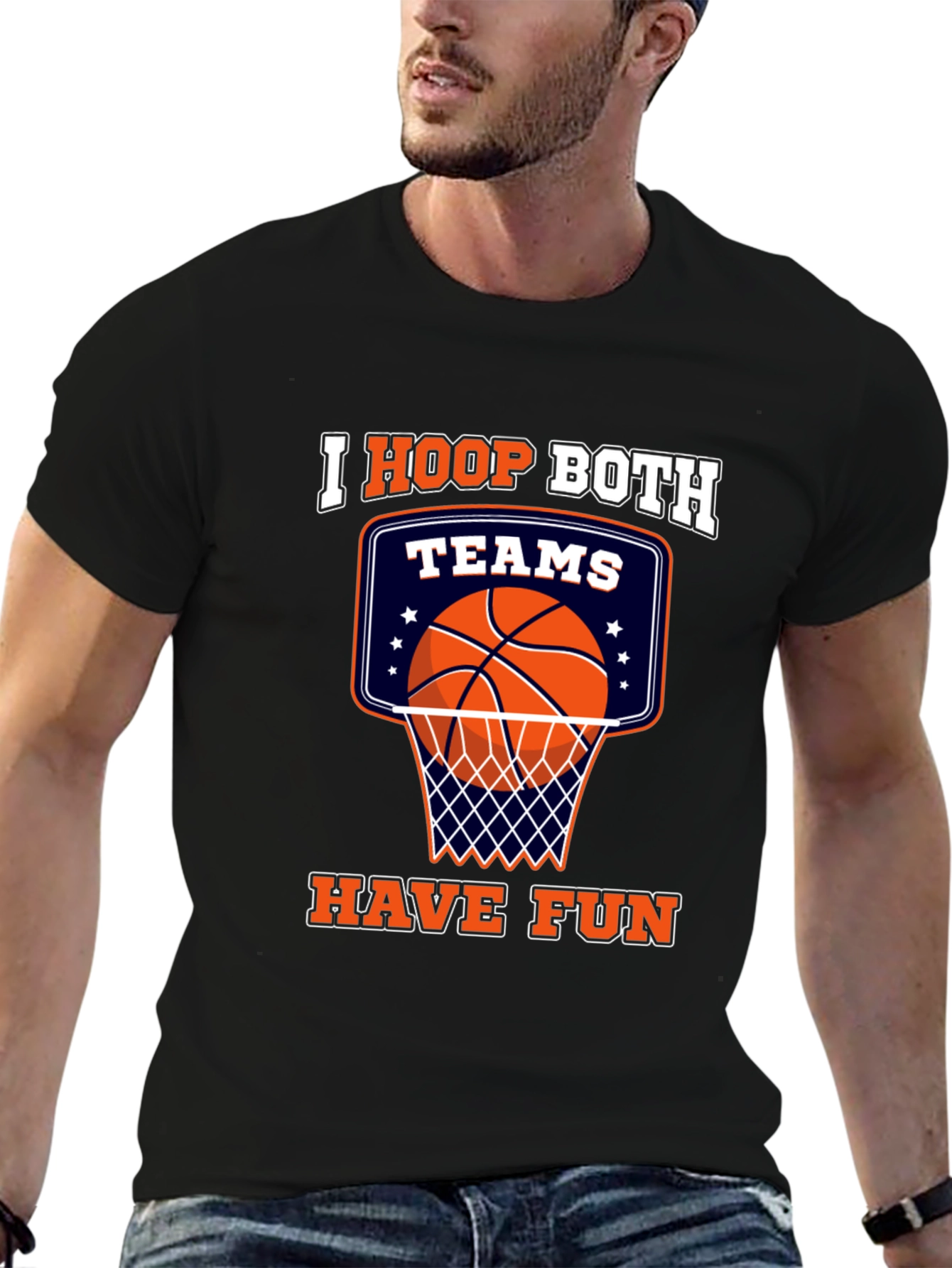 I Hoop Both Teams T-Shirt Basketball Fan Tee