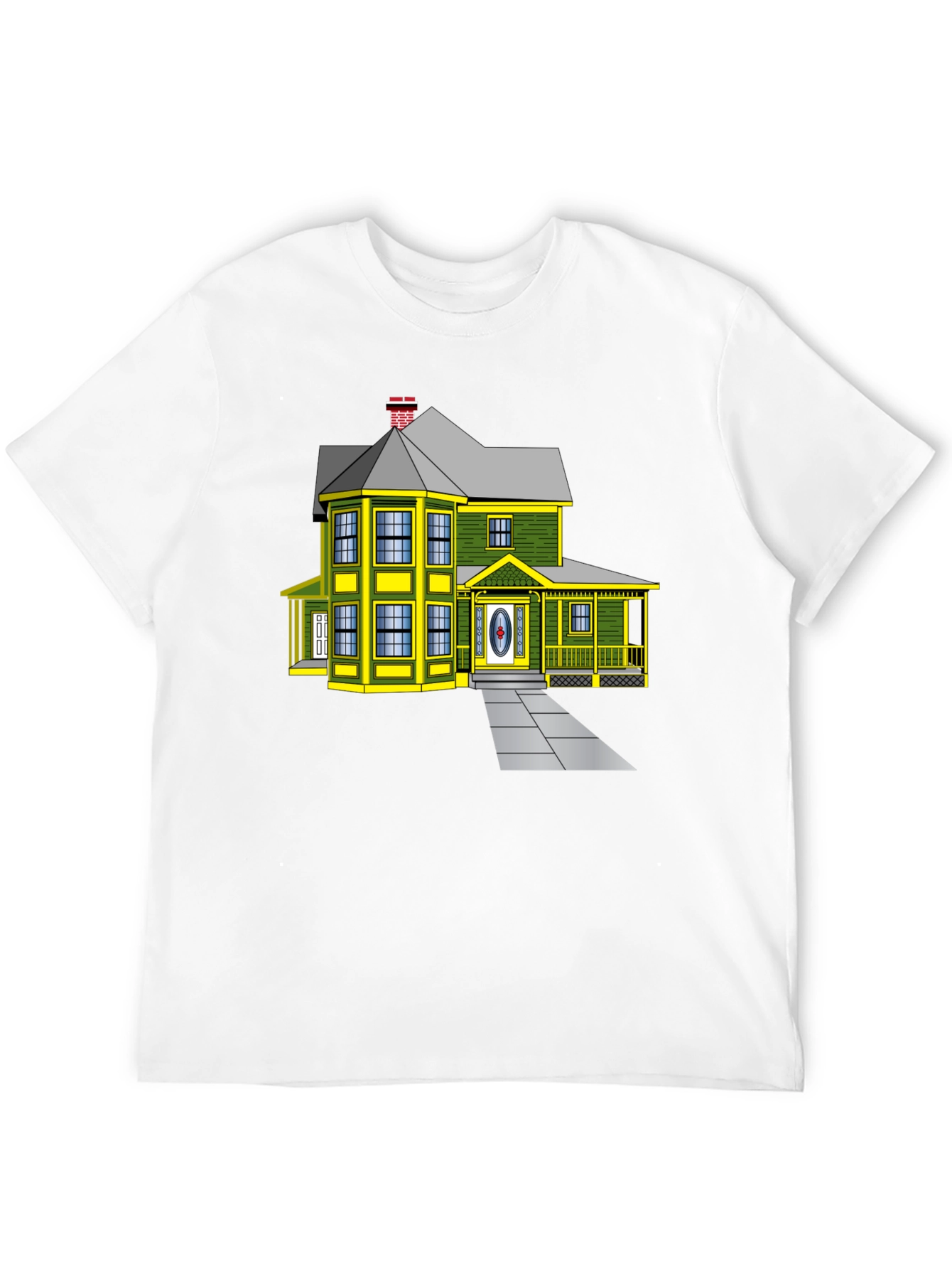 Cartoon House Graphic Tee | Novelty Design Shirt