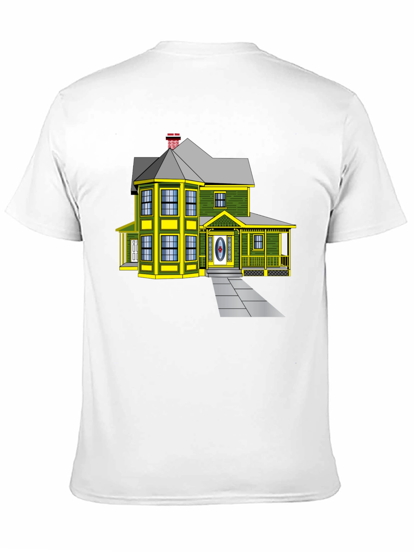Cartoon House Graphic Tee | Novelty Design Shirt