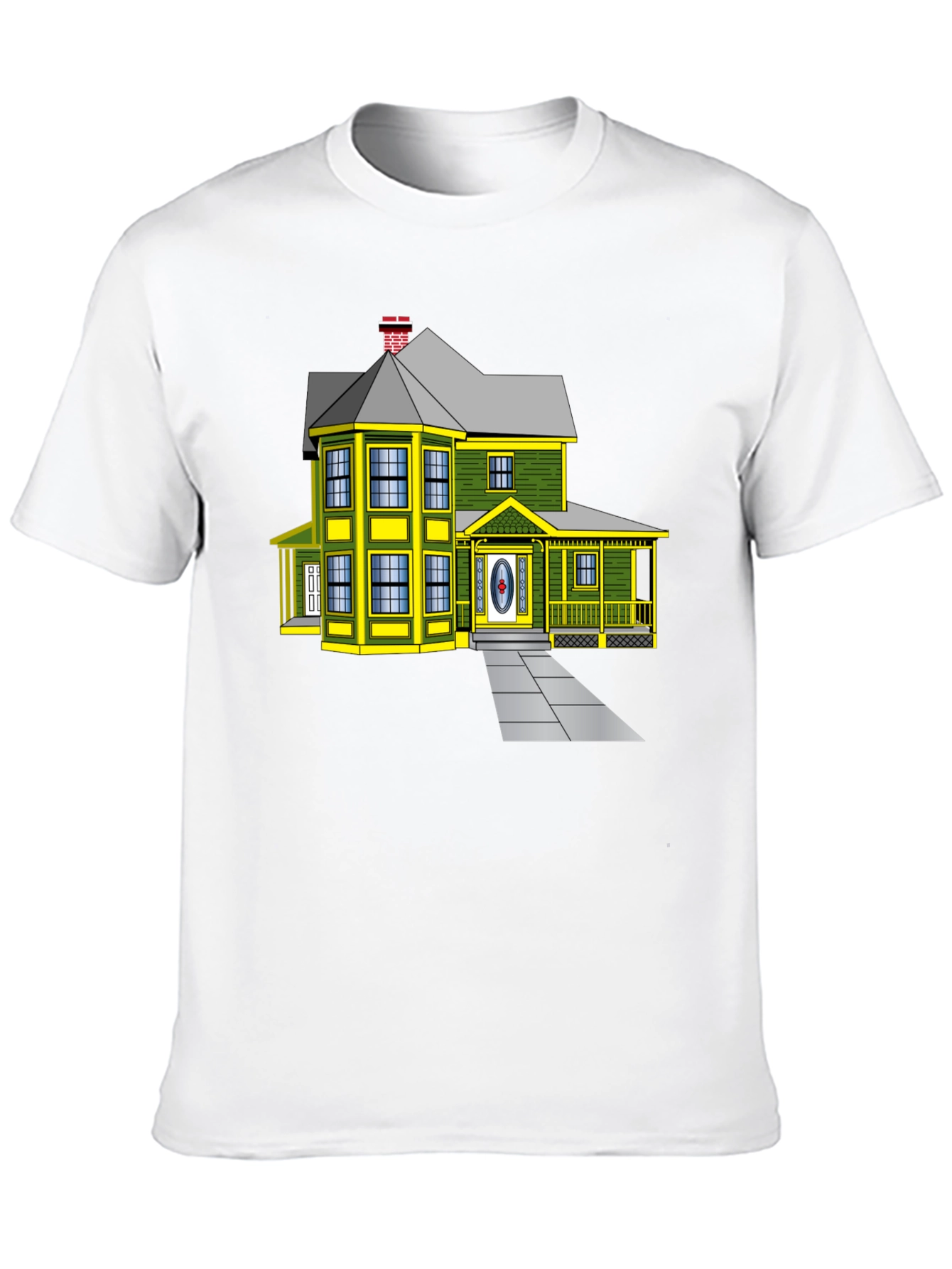 Cartoon House Graphic Tee | Novelty Design Shirt