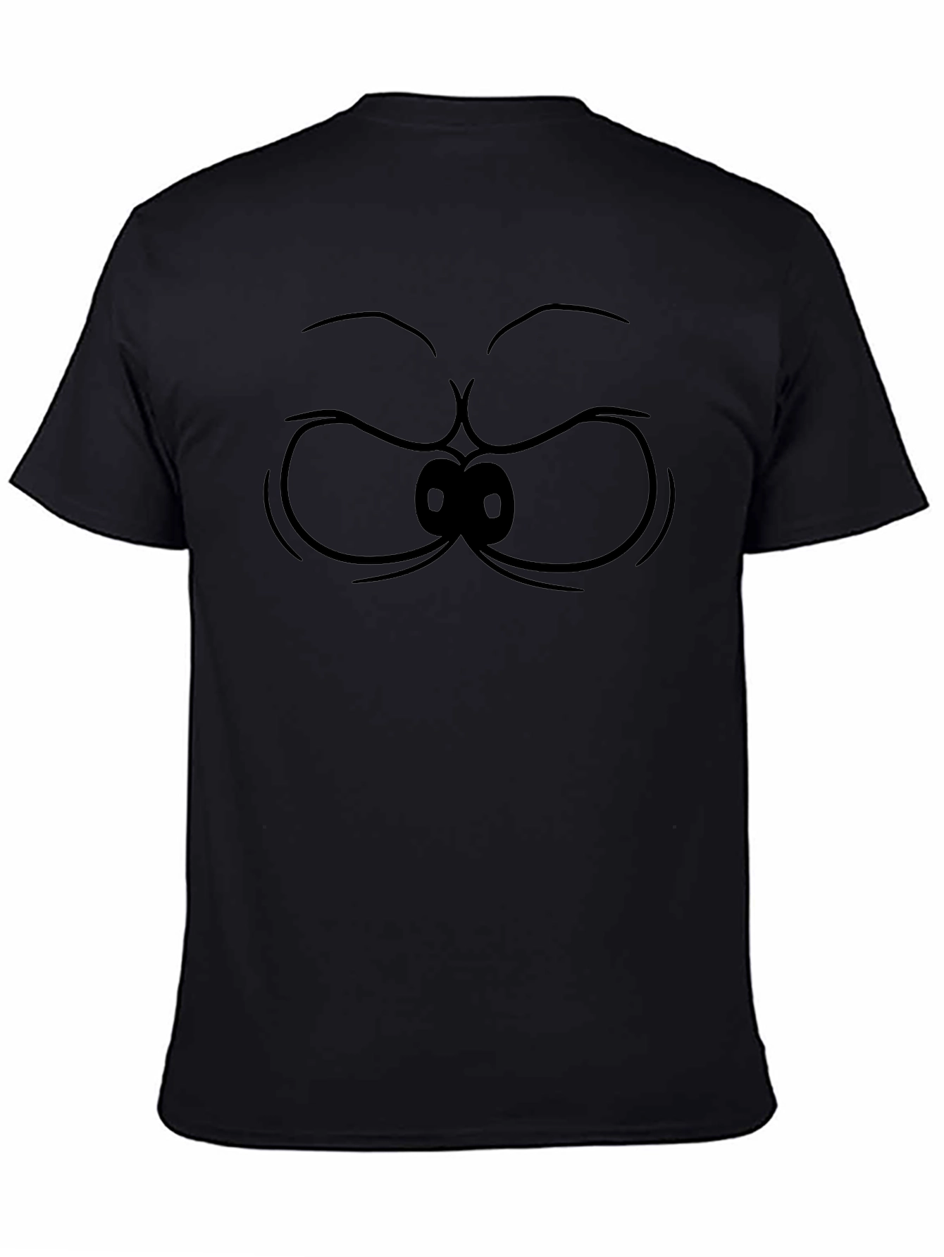 Grumpy Cartoon Eyes Black T-Shirt