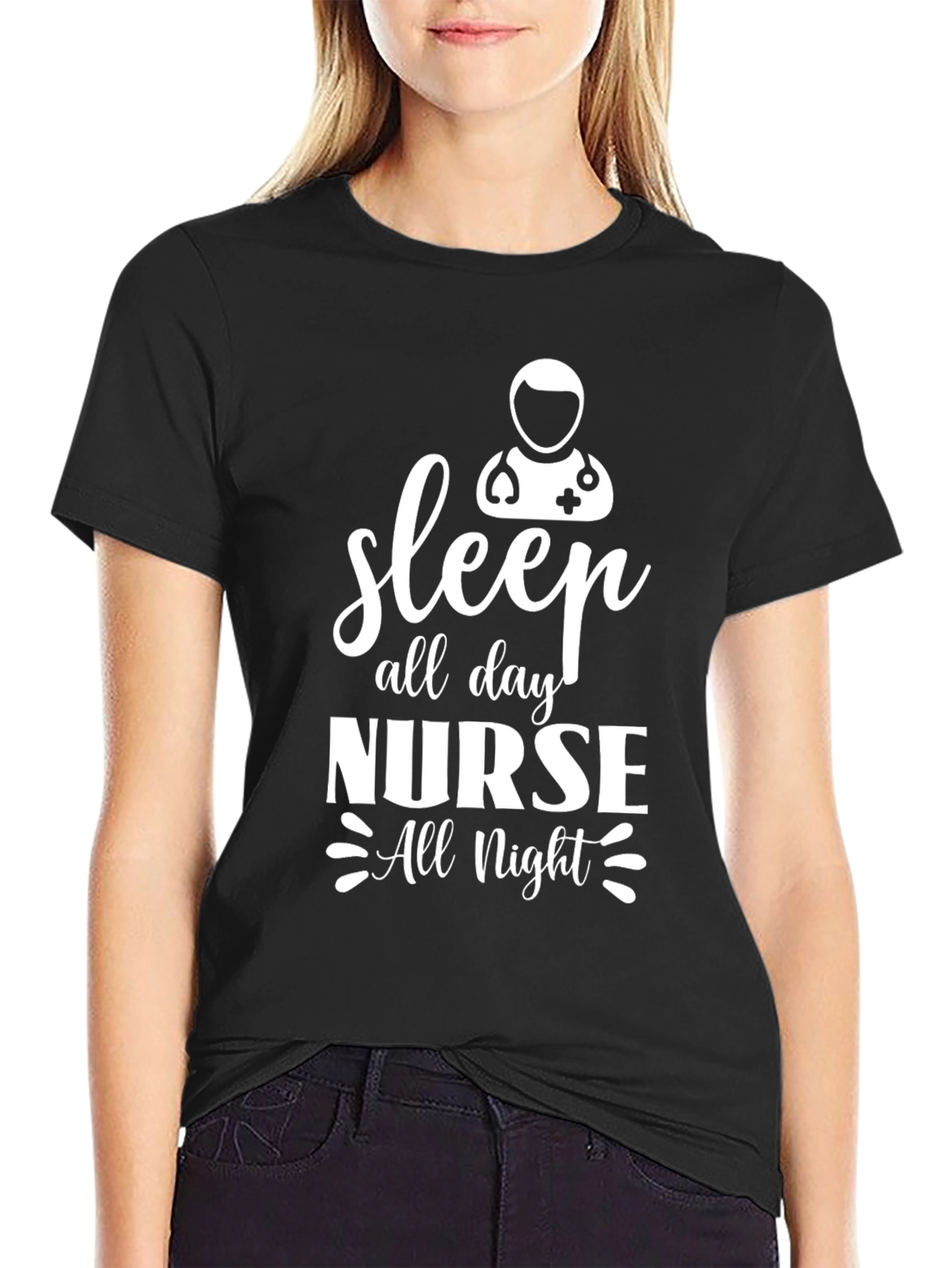Sleep All Day Nurse All Night Graphic T-Shirt