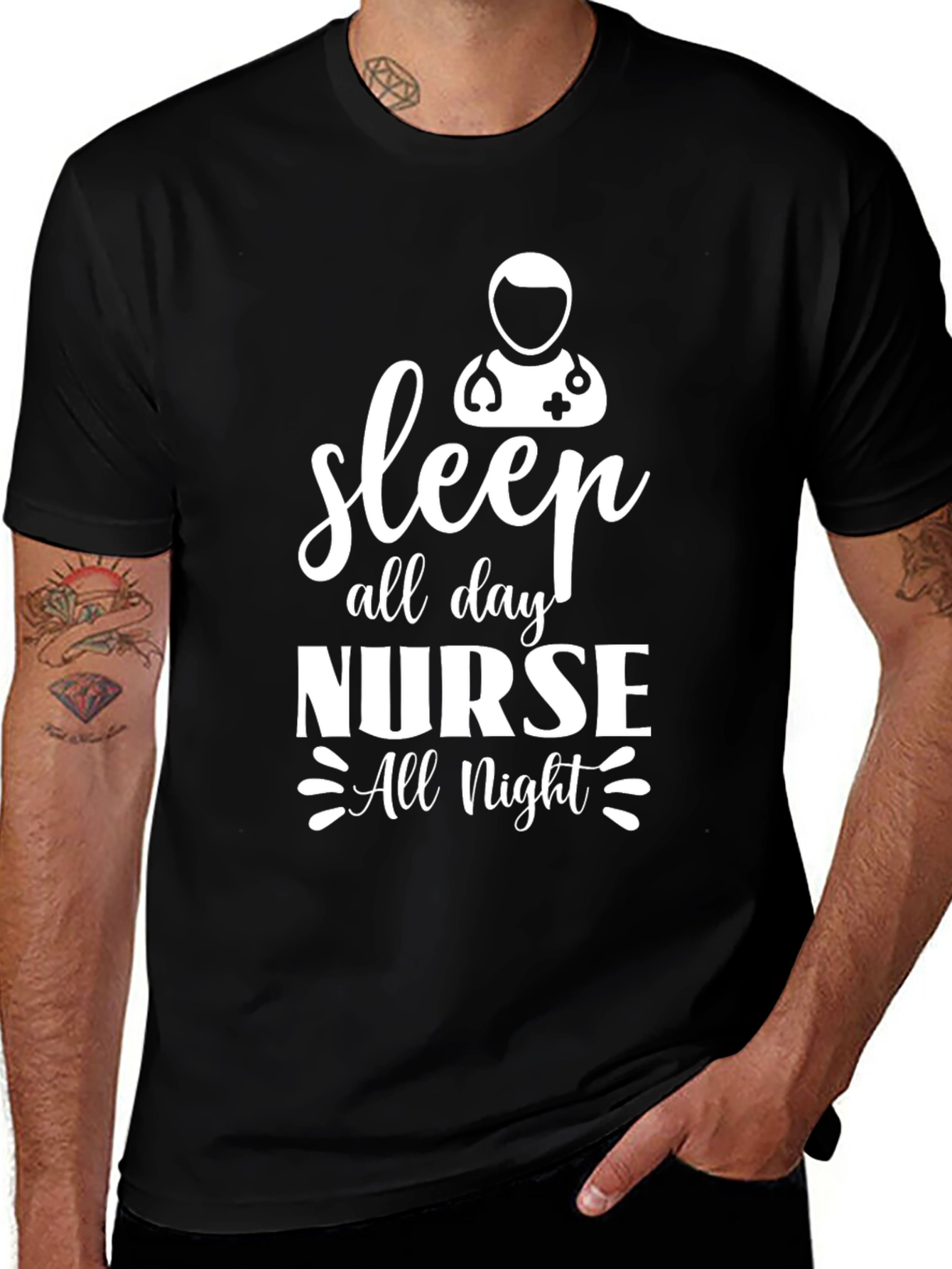 Sleep All Day Nurse All Night Graphic T-Shirt