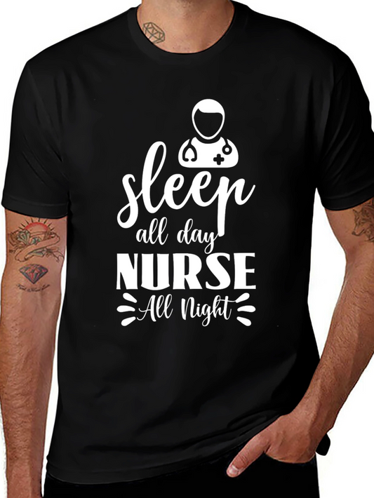 Sleep All Day Nurse All Night Graphic T-Shirt