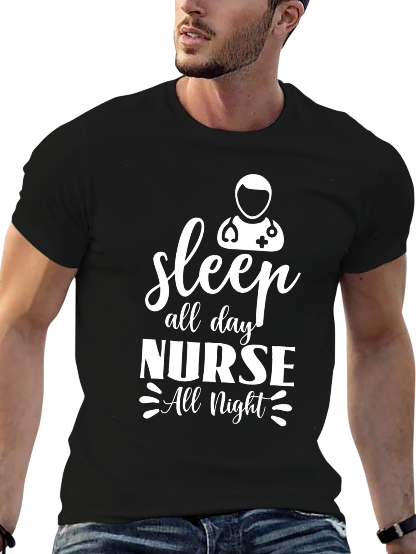 Sleep All Day Nurse All Night Graphic T-Shirt