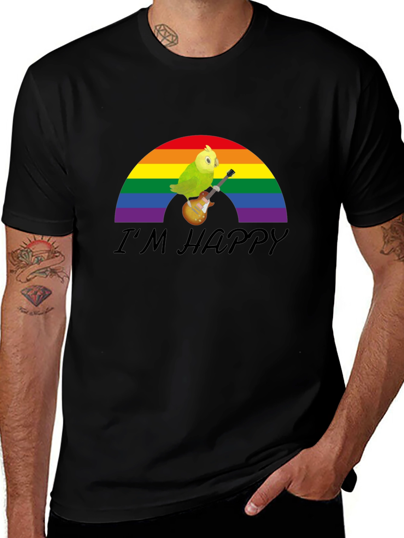 Im Happy Rainbow Parrot Guitar T-Shirt
