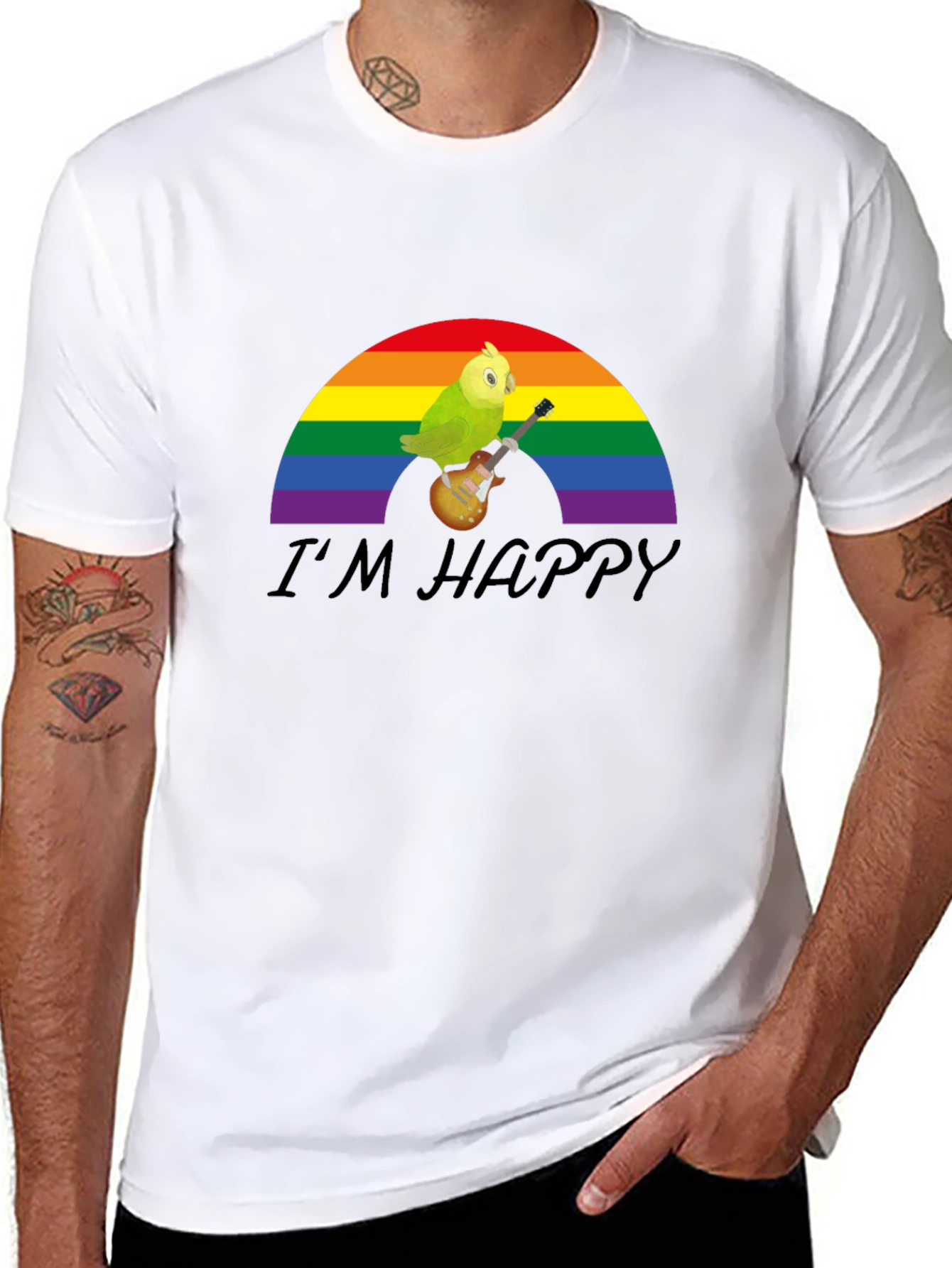 Im Happy Rainbow Parrot Guitar T-Shirt
