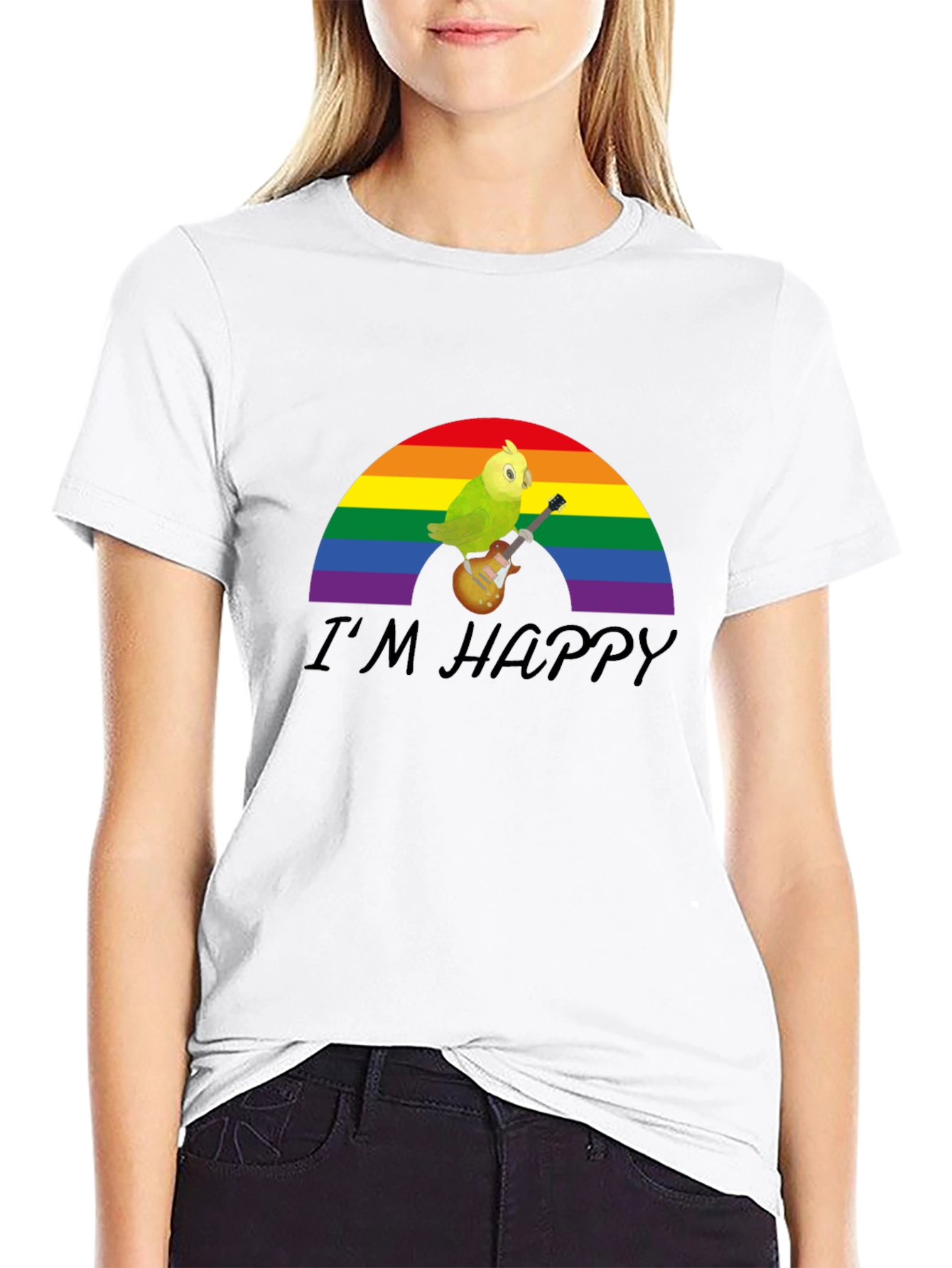 Im Happy Rainbow Parrot Guitar T-Shirt