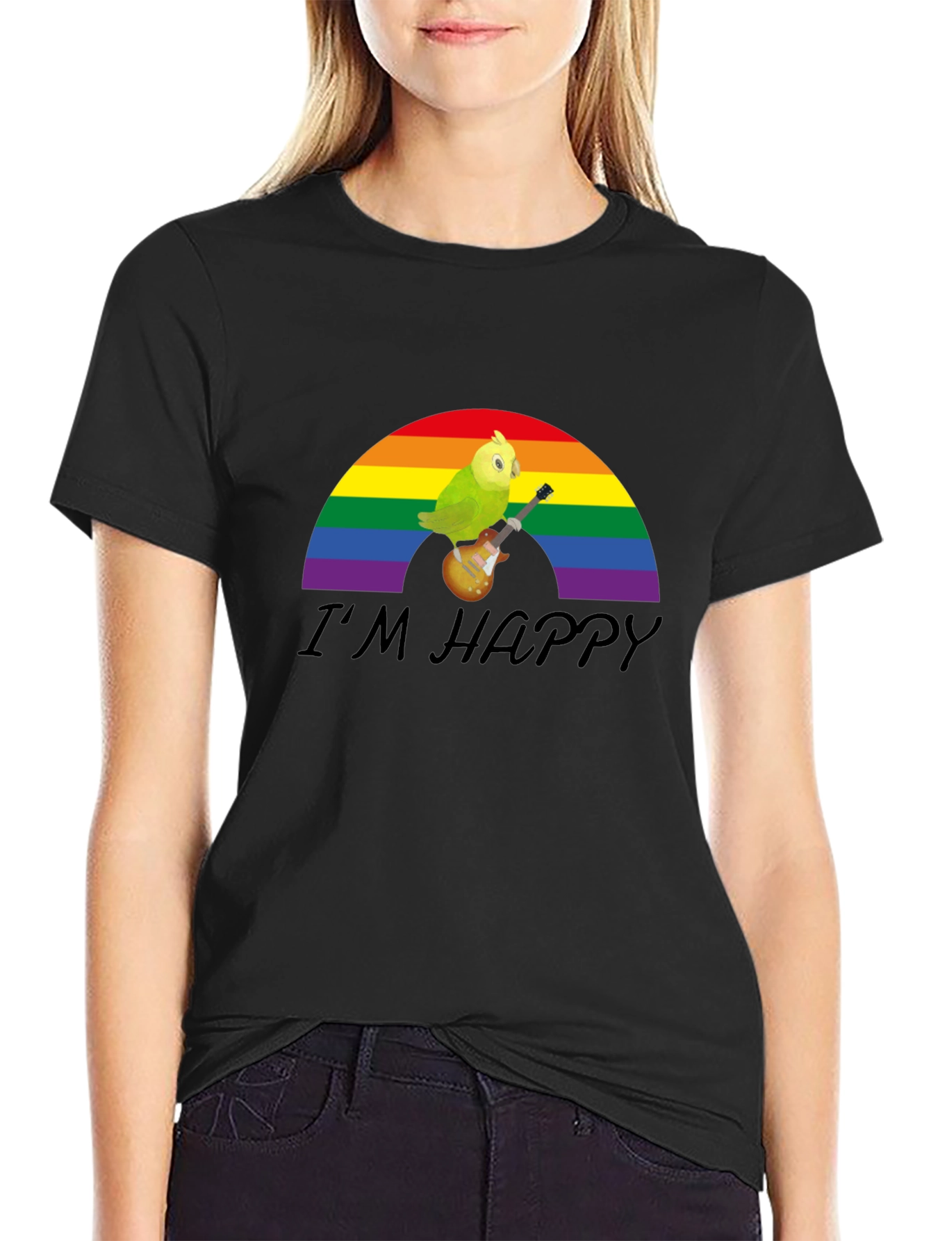 Im Happy Rainbow Parrot Guitar T-Shirt