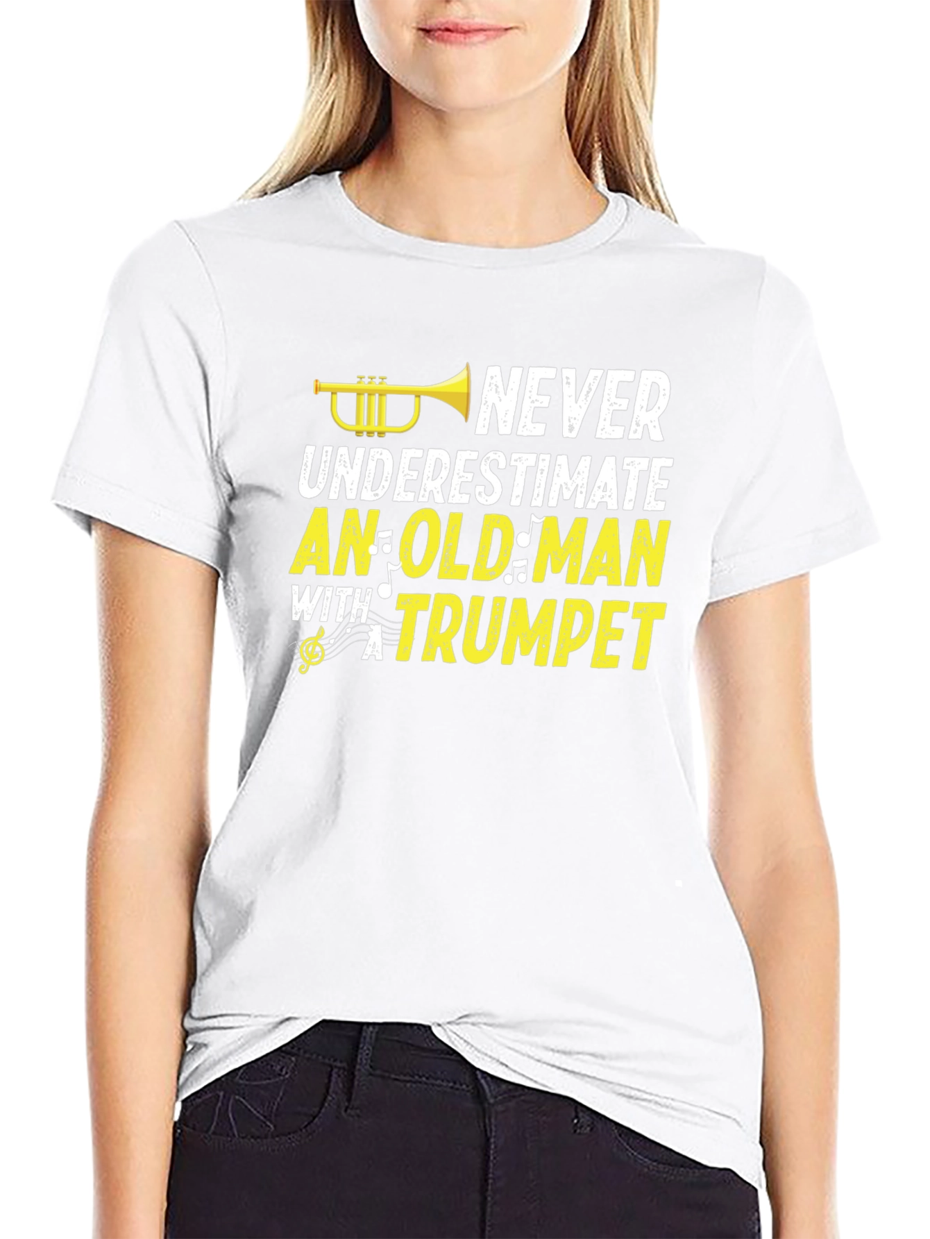 Never Underestimate Old Man Trumpet Graphic Tee