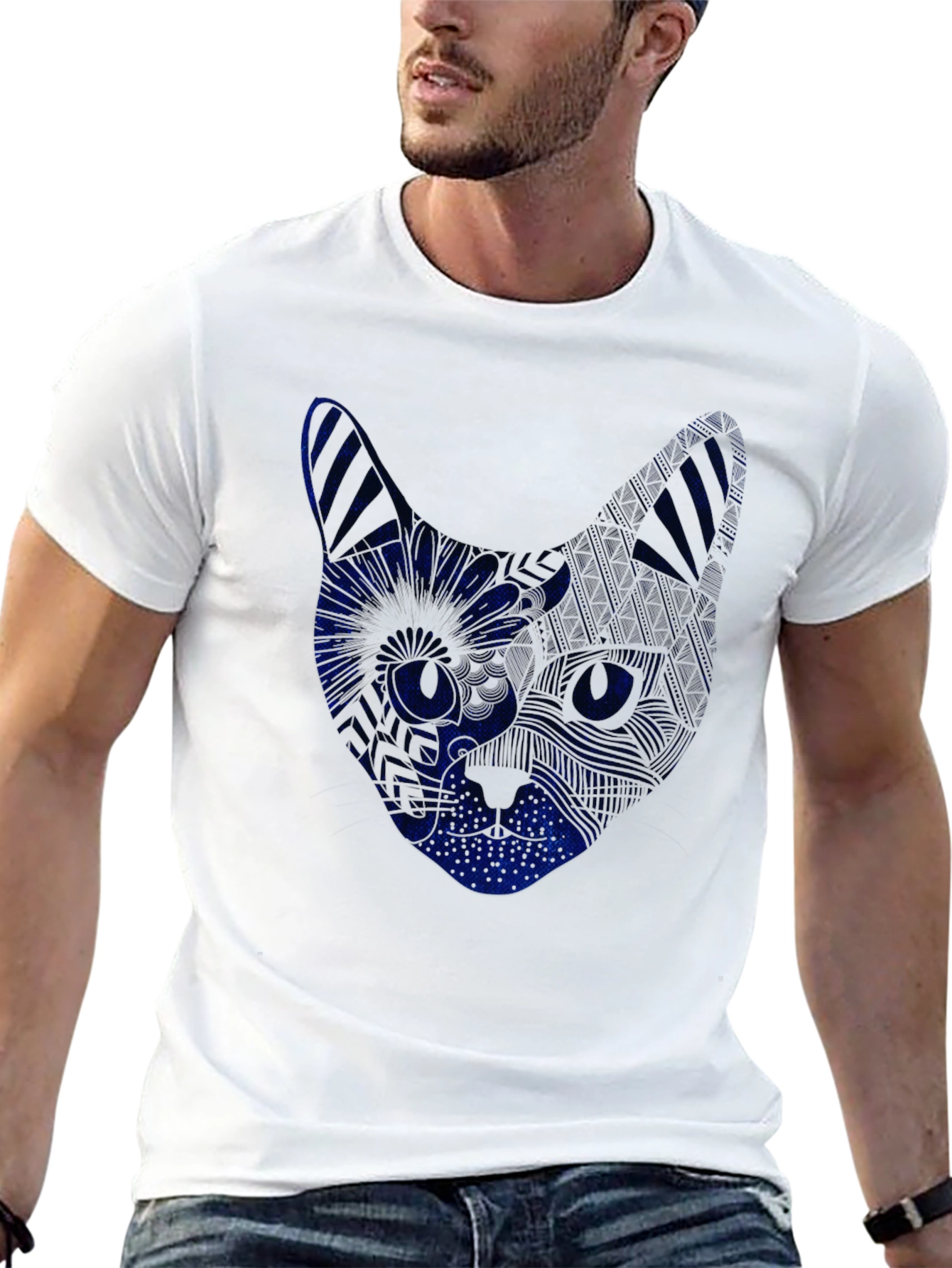 Cool Cat Tee - Blue Graphic Print
