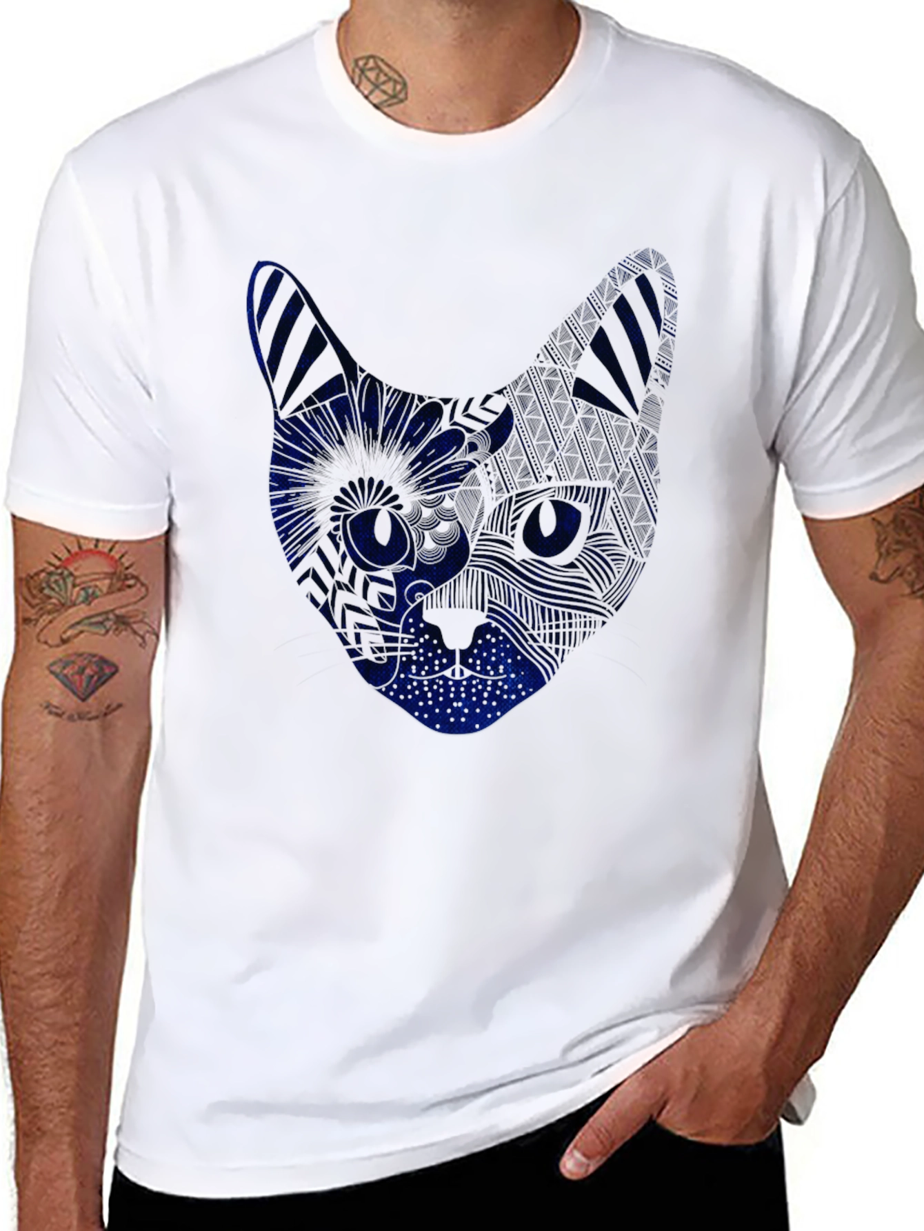 Cool Cat Tee - Blue Graphic Print