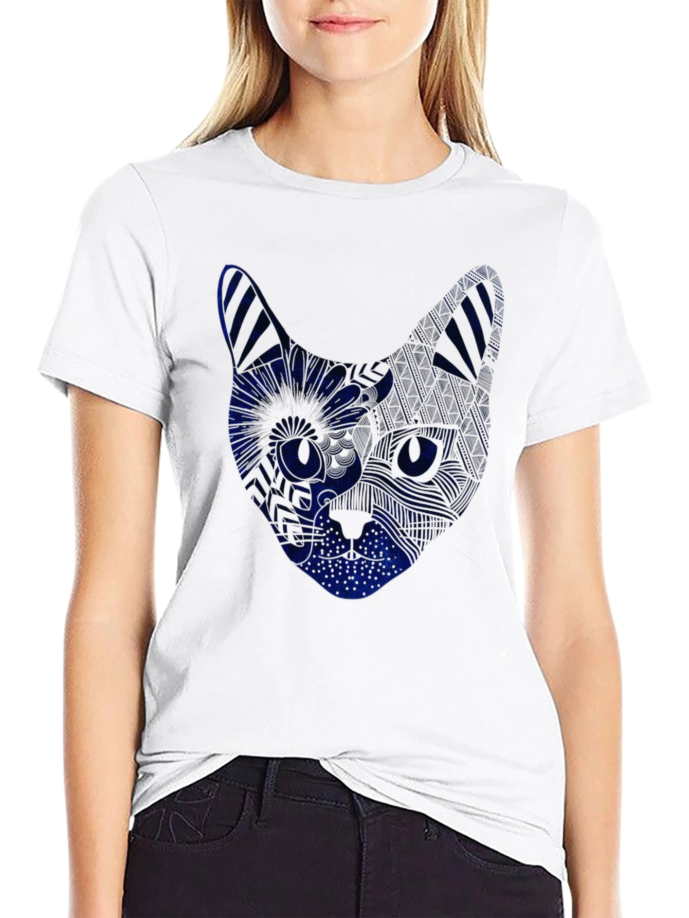 Cool Cat Tee - Blue Graphic Print