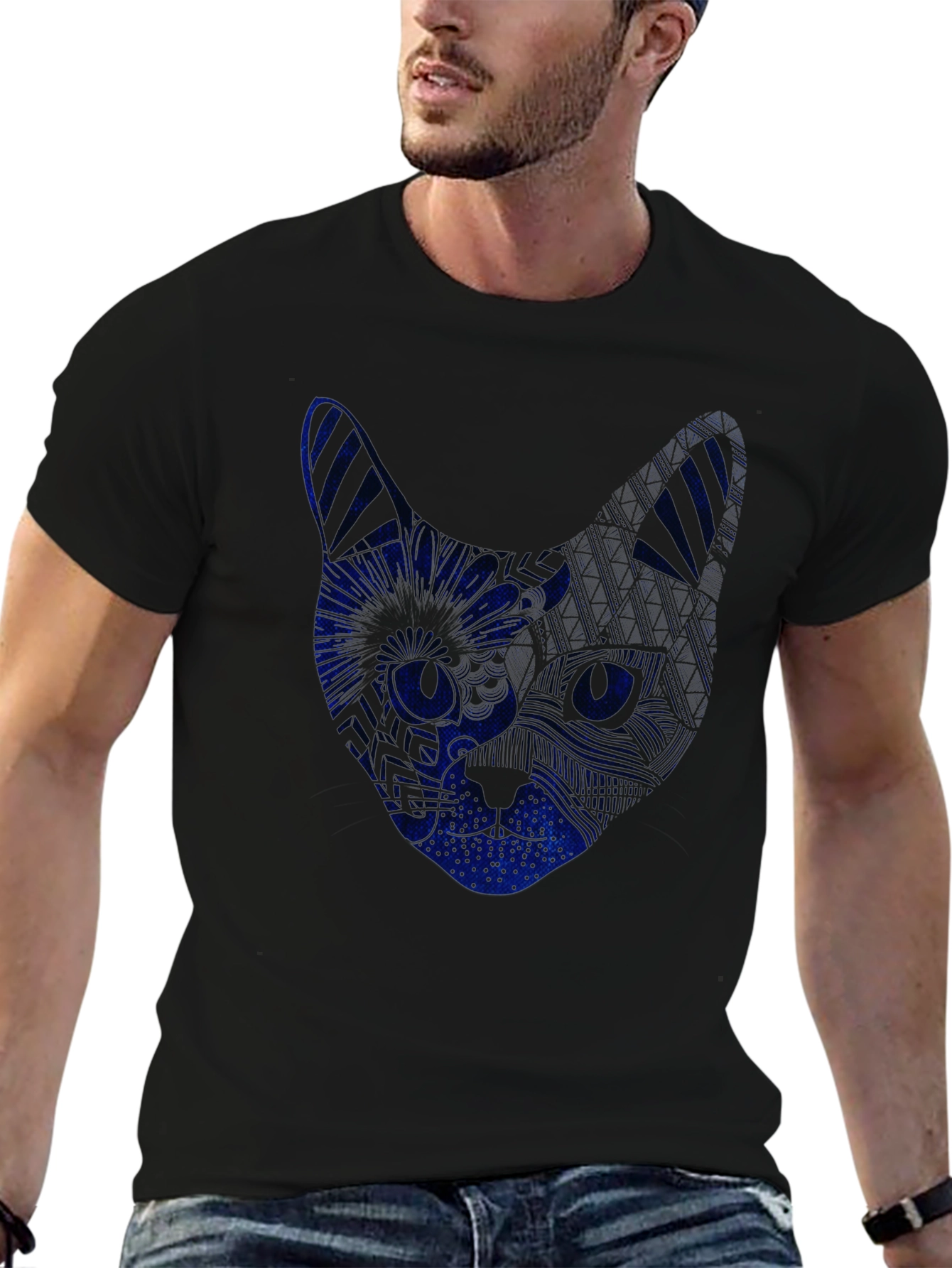 Cool Cat Tee - Blue Graphic Print