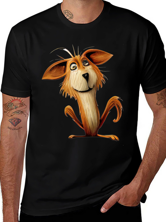 Cartoon Fox Graphic Black T-Shirt